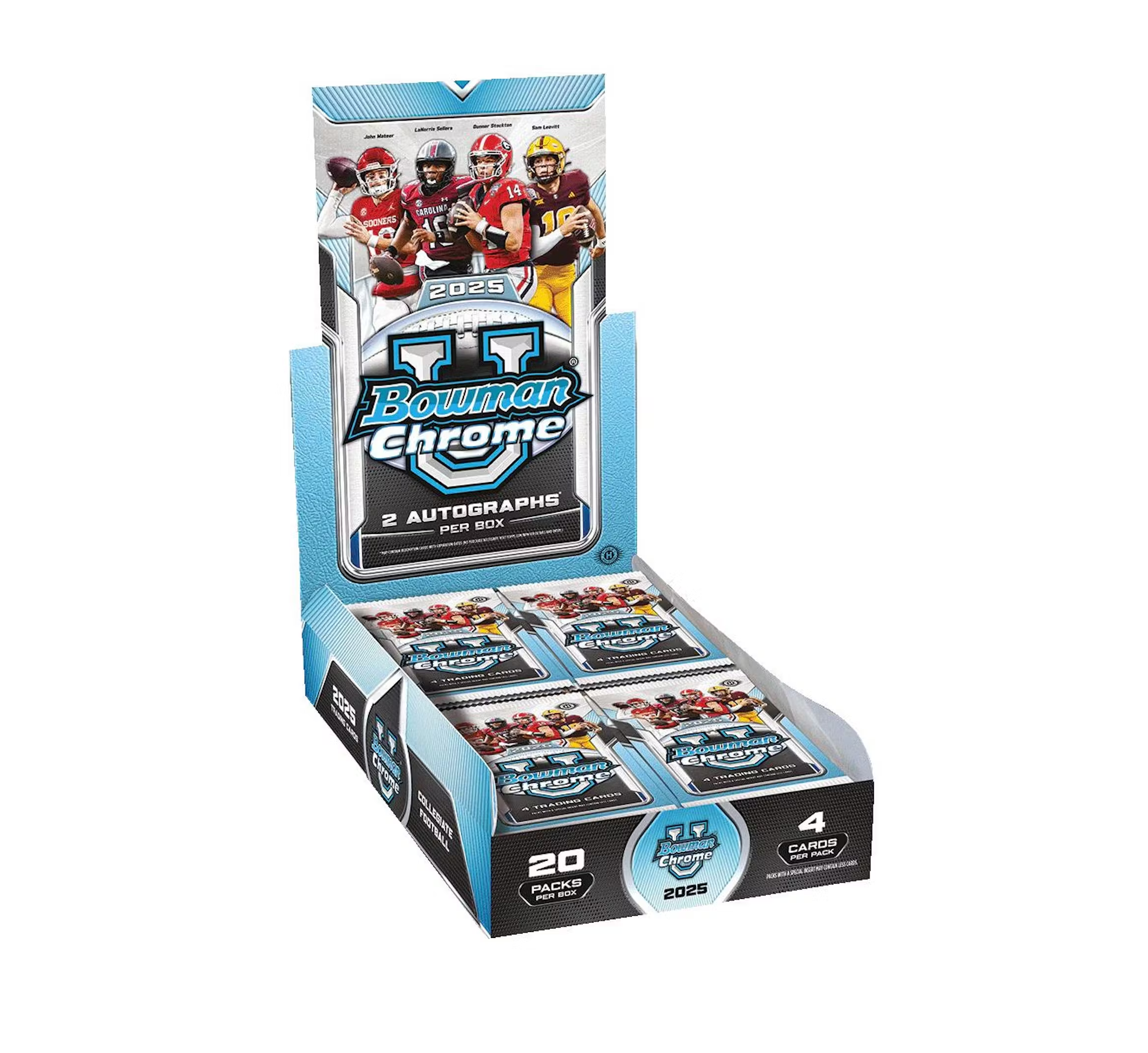 2025 Bowman University Chrome Football Hobby 12-Box Case