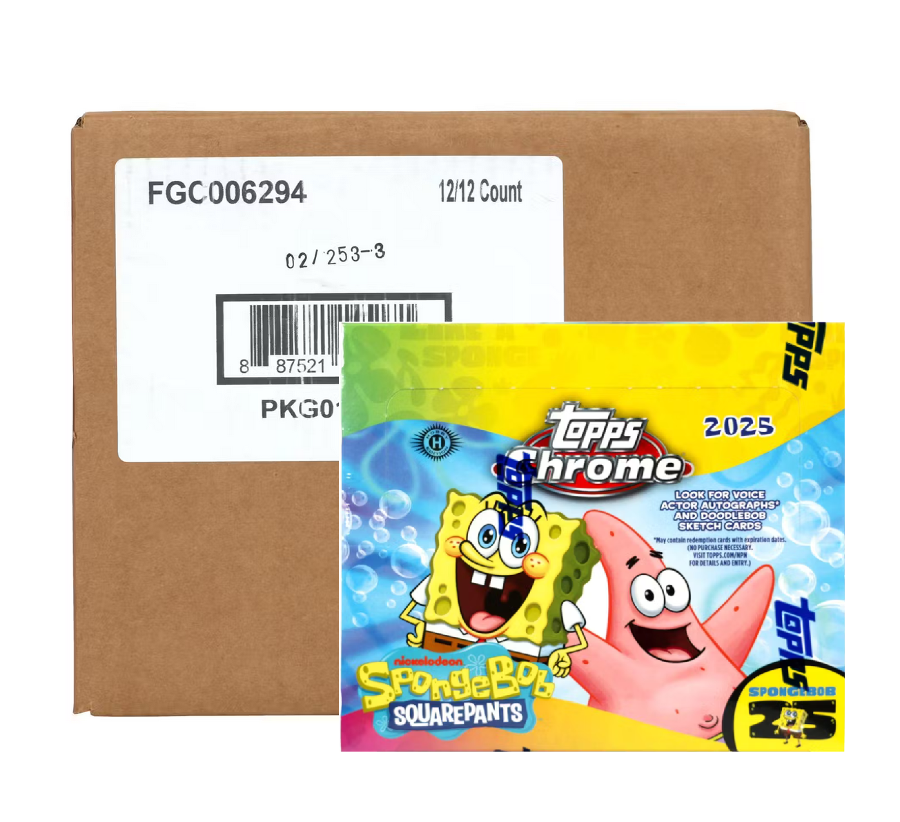 2025 Topps Chrome Spongebob Squarepants 25th Anniversary Hobby 12-Box Case