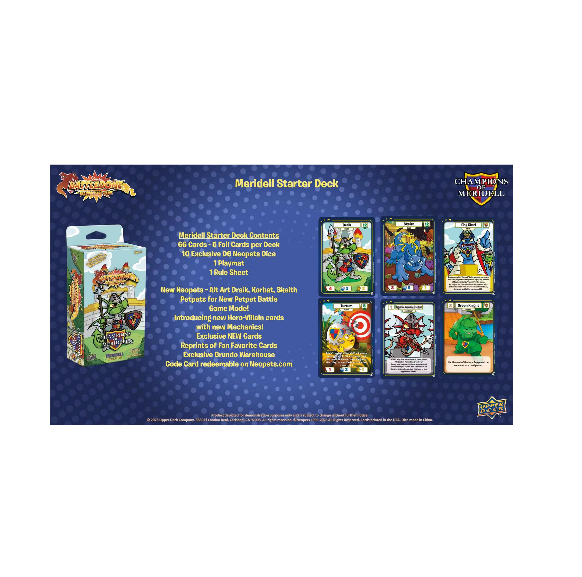 neopets battledome tcg champions of meridell booster box 2025 Upper Deck Neopets Battledome Champions of Meridell Starter 8-Deck Display Box