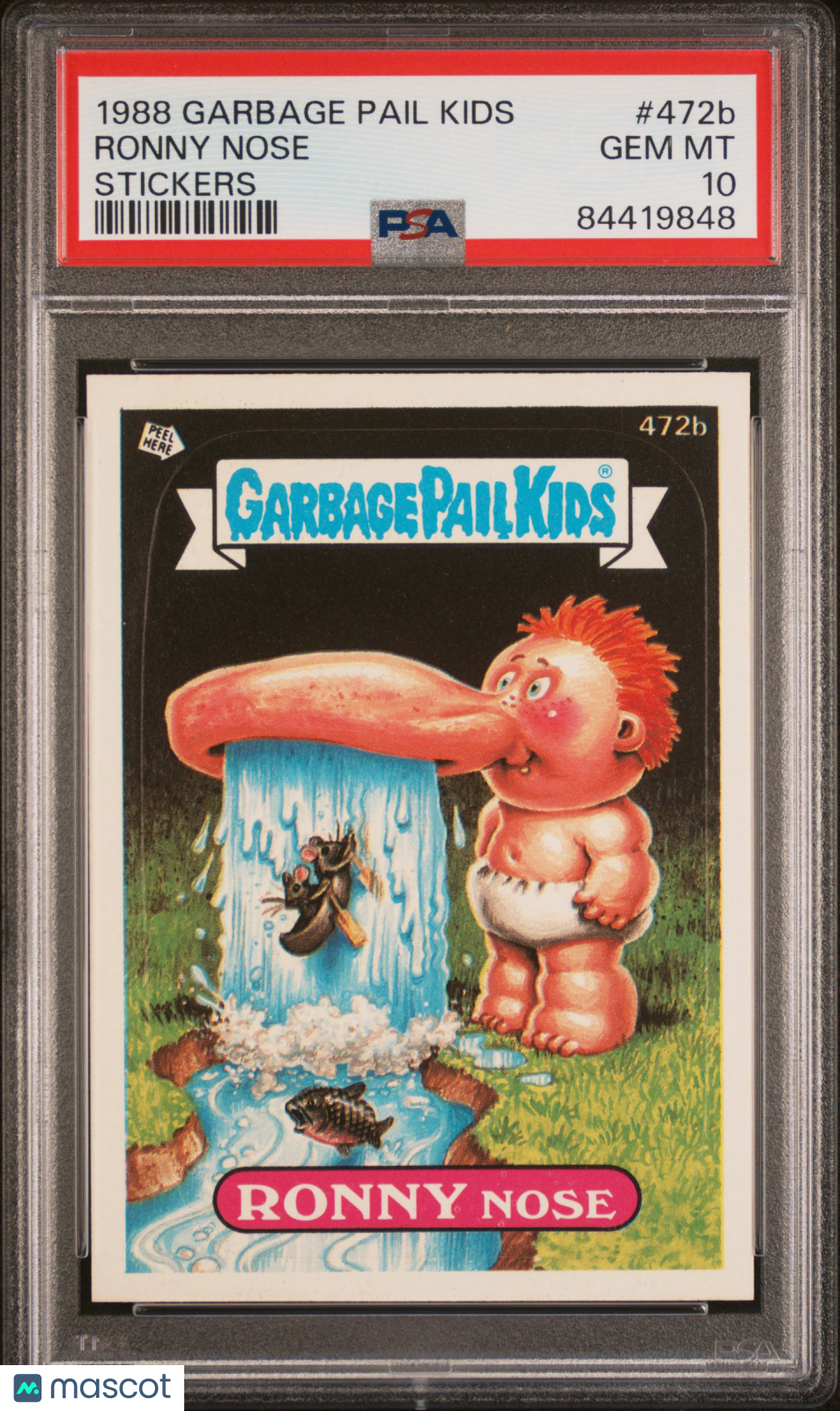 1988 Garbage Pail Kids Stickers Ronny Nose #472b PSA 10