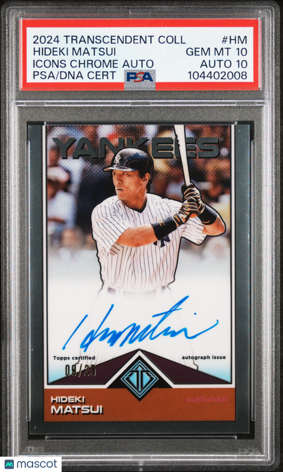 2024 Topps Transcendent Collection ICONS AUTO Hideki Matsui #HM PSA 10