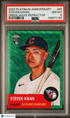 2022 Topps Chrome Platinum Anniversary Steven Kwan #65 Green Wave Refractor PSA 8 Auto A
