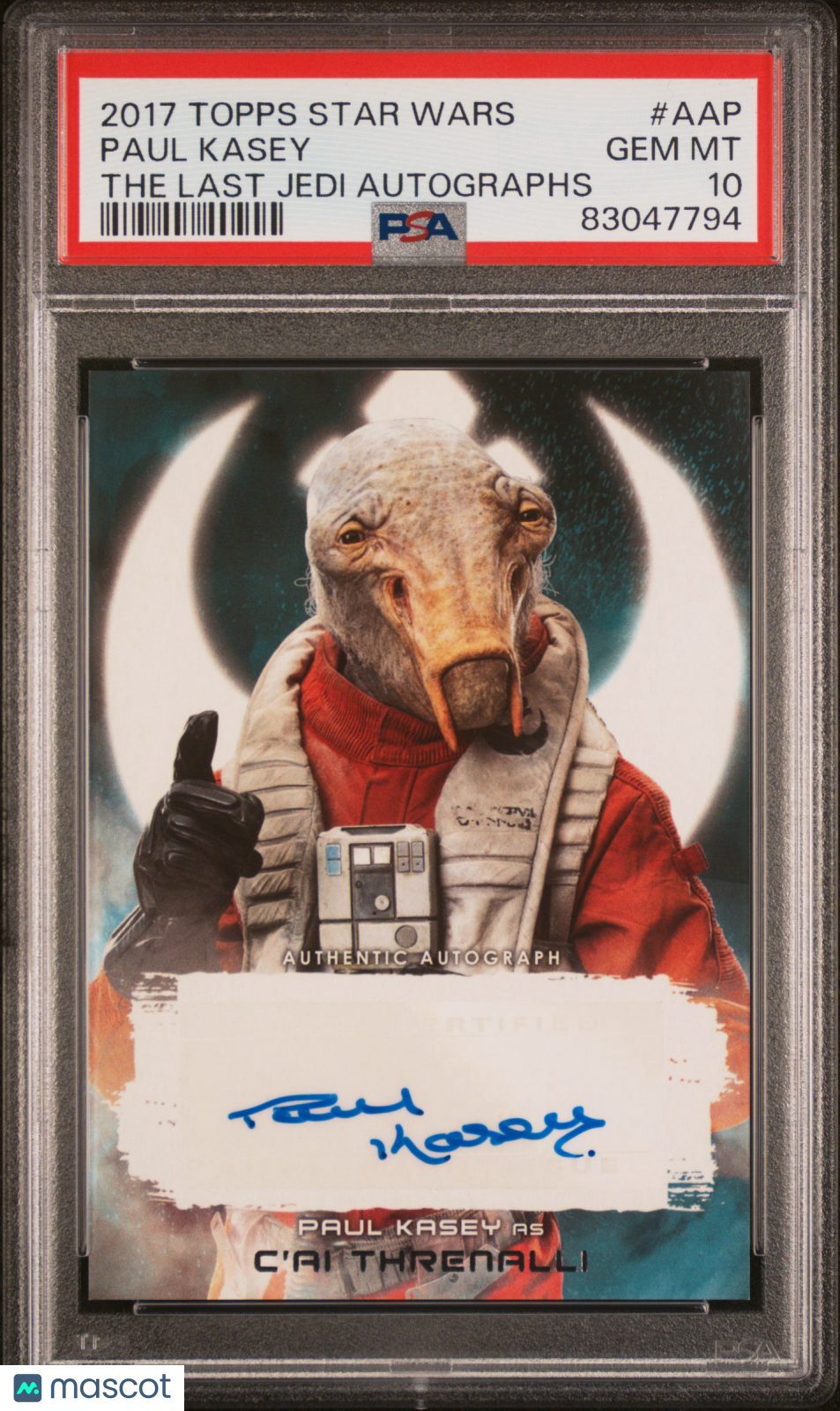 2017 Topps Star Wars The Last Jedi Autographs Paul Kasey #AAP PSA 10