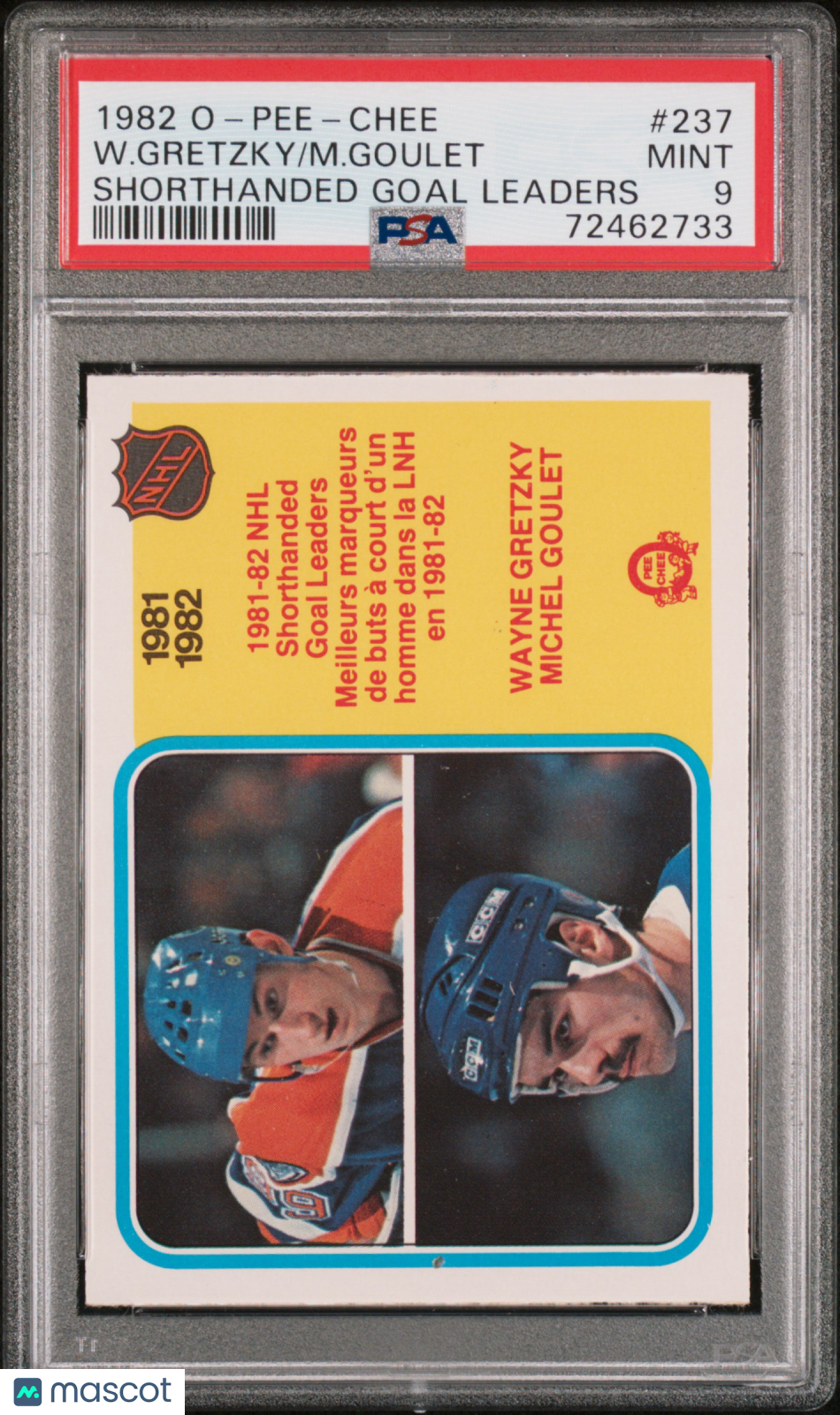 1982 O-Pee-Chee W. Gretzky M. Goulet #237 Shorthanded Goal Leaders PSA 9