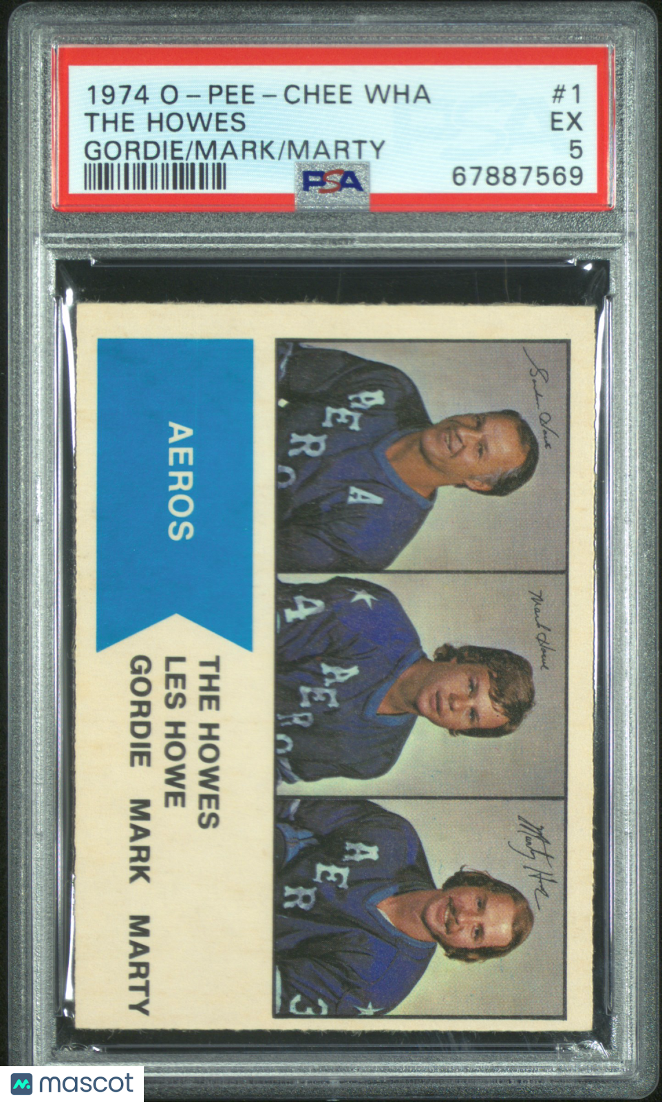 1974 O-Pee-Chee Wha The Howes #1 Gordie Mark Marty PSA 5