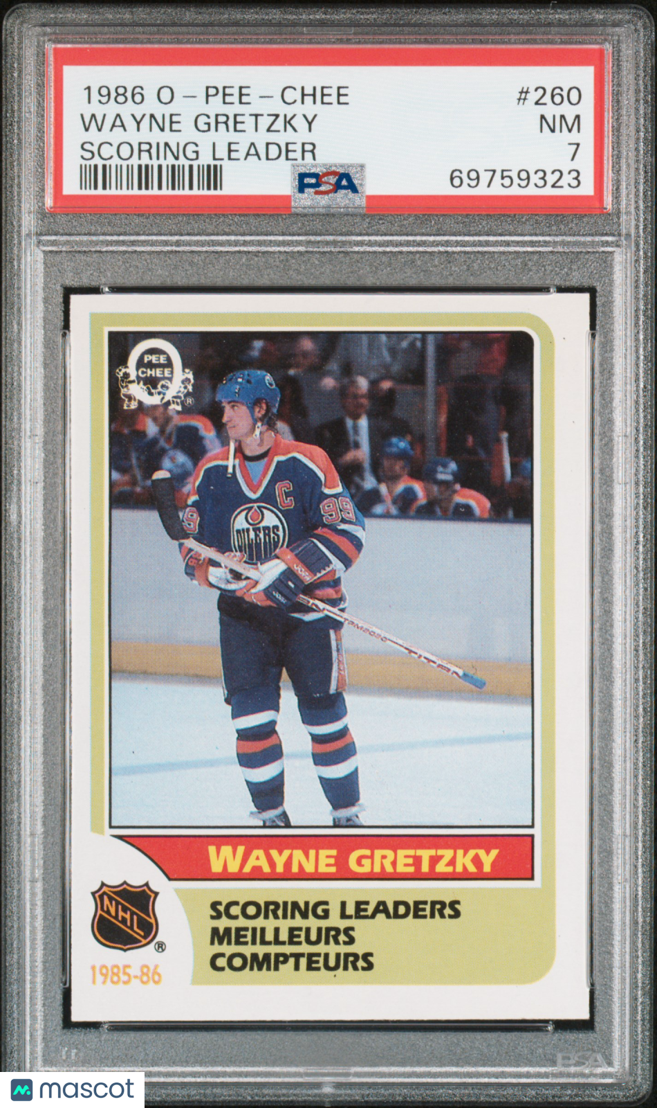 1986 O-Pee-Chee Wayne Gretzky #260 Scoring Leader PSA 7