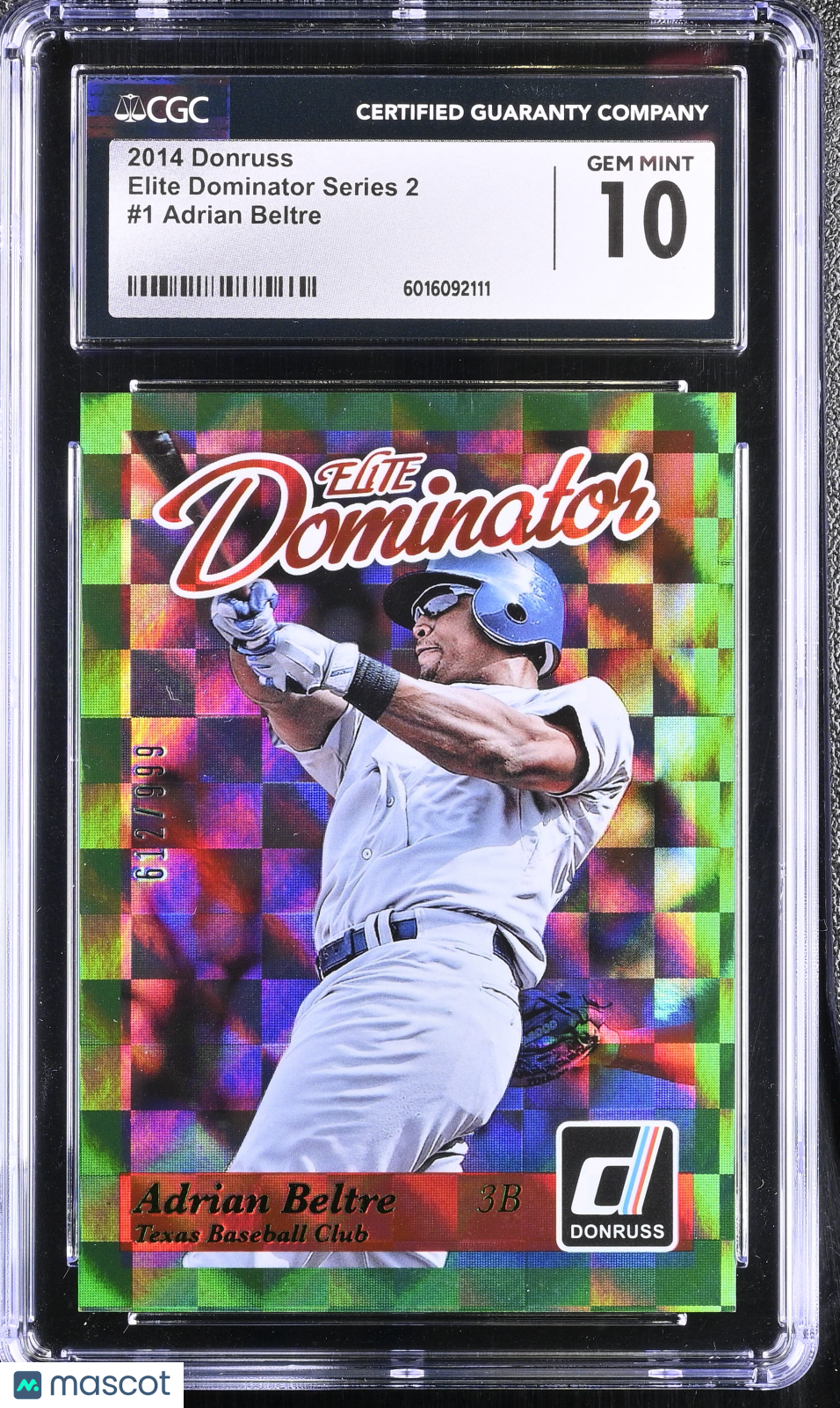 2014 Donruss Adrian Beltre #1 Elite Dominator Series 2 CGC 10