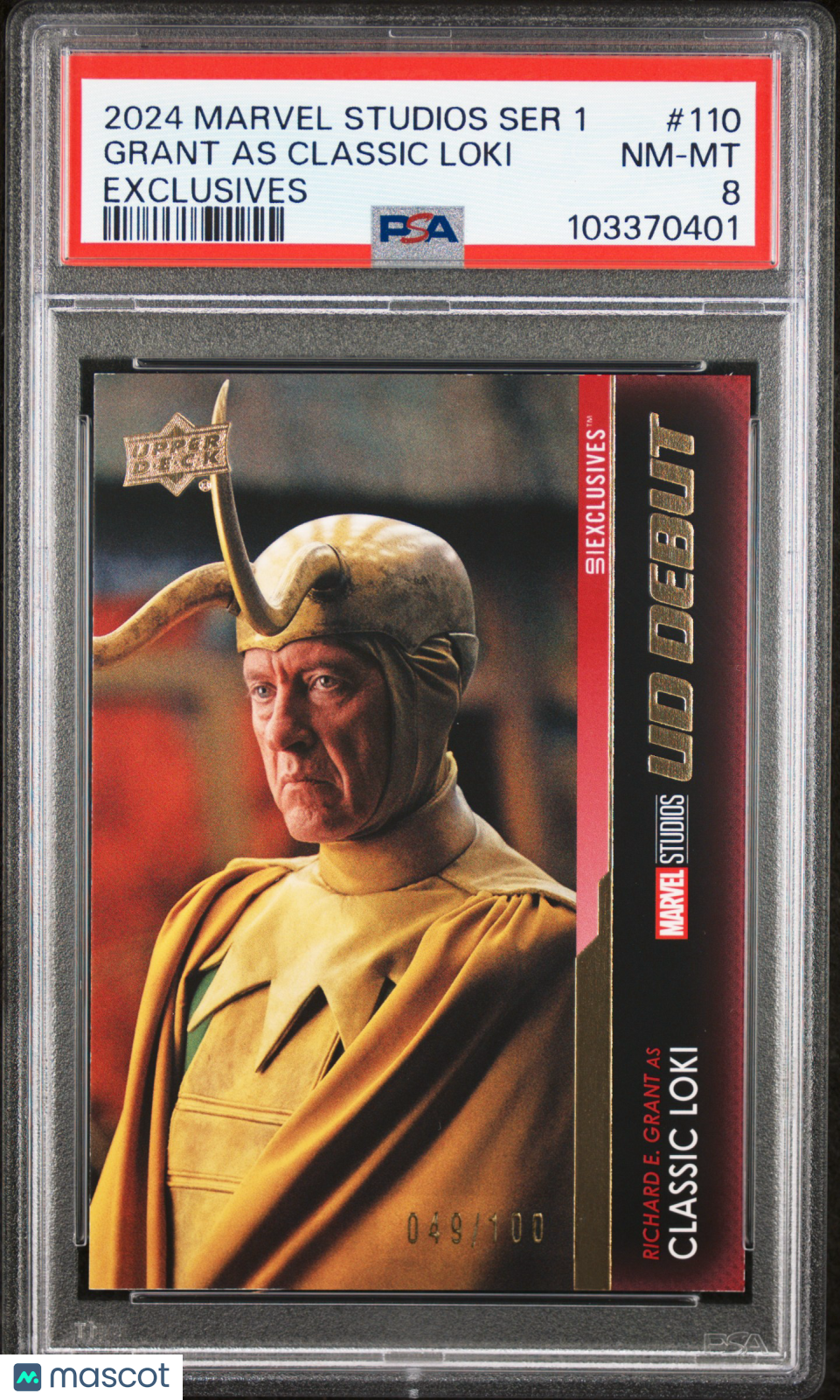 2024 Upper Deck Marvel Studios Series 1 Grant As Classic Loki #110 PSA 8