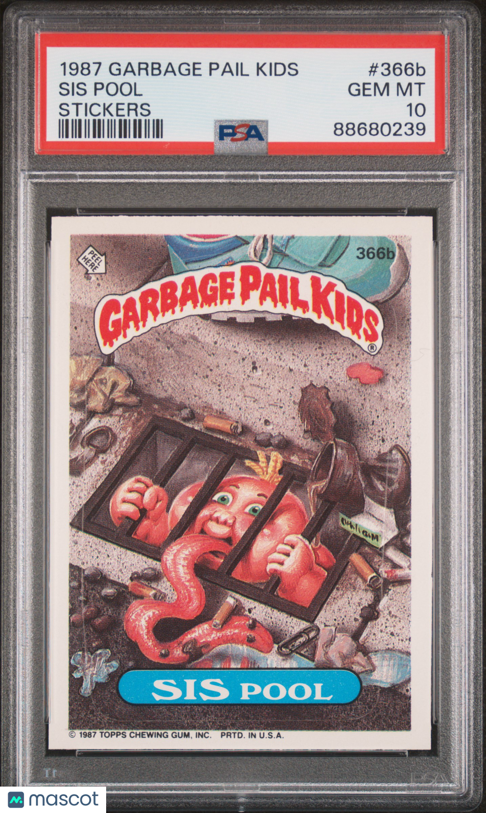 1987 Garbage Pail Kids Stickers Sis Pool #366b PSA 10