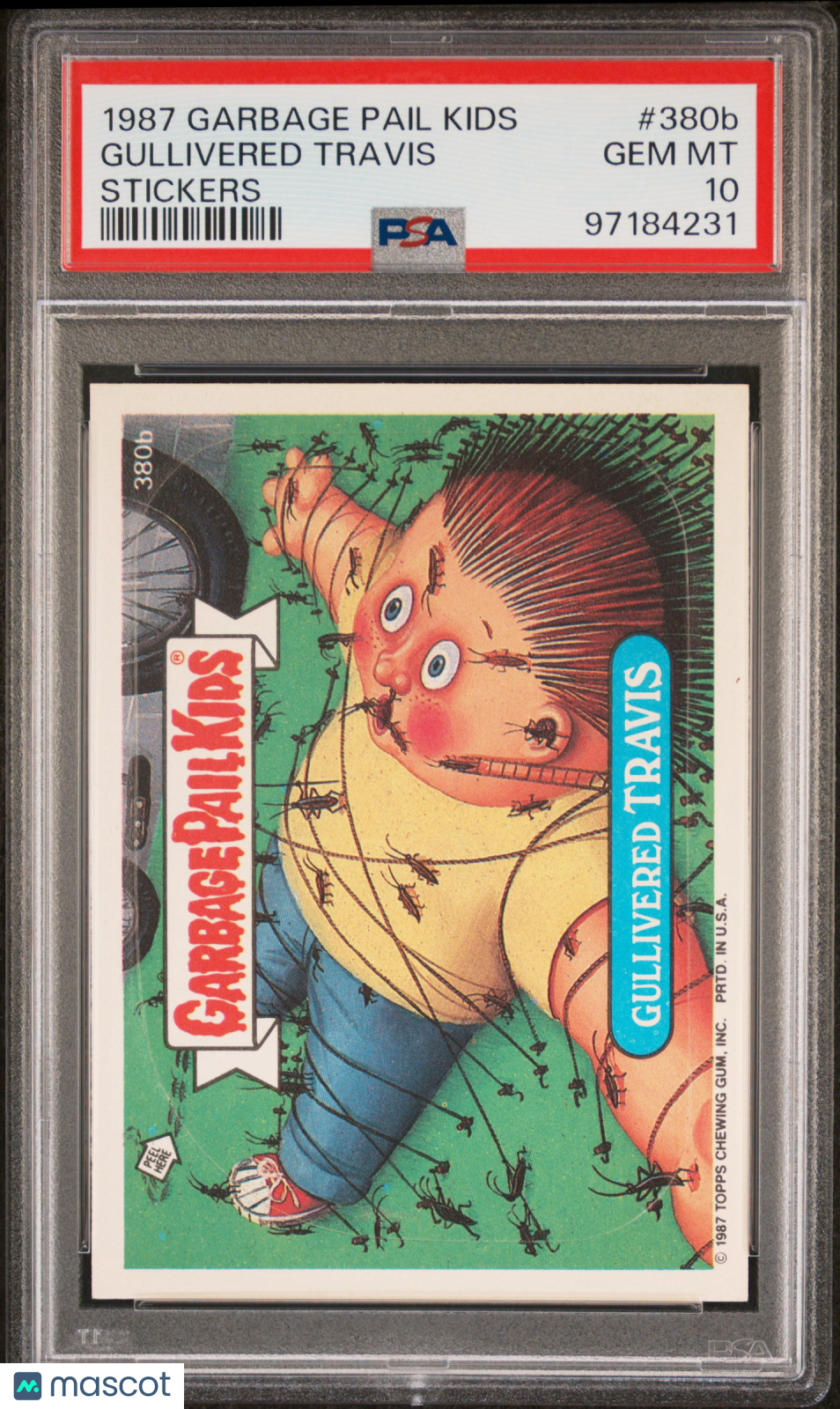 1987 Garbage Pail Kids Stickers Gullivered Travis #380b PSA 10