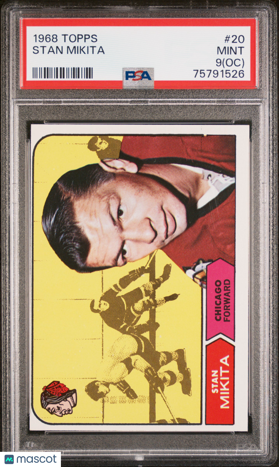 1968 Topps Stan Mikita #20 Oc PSA 9