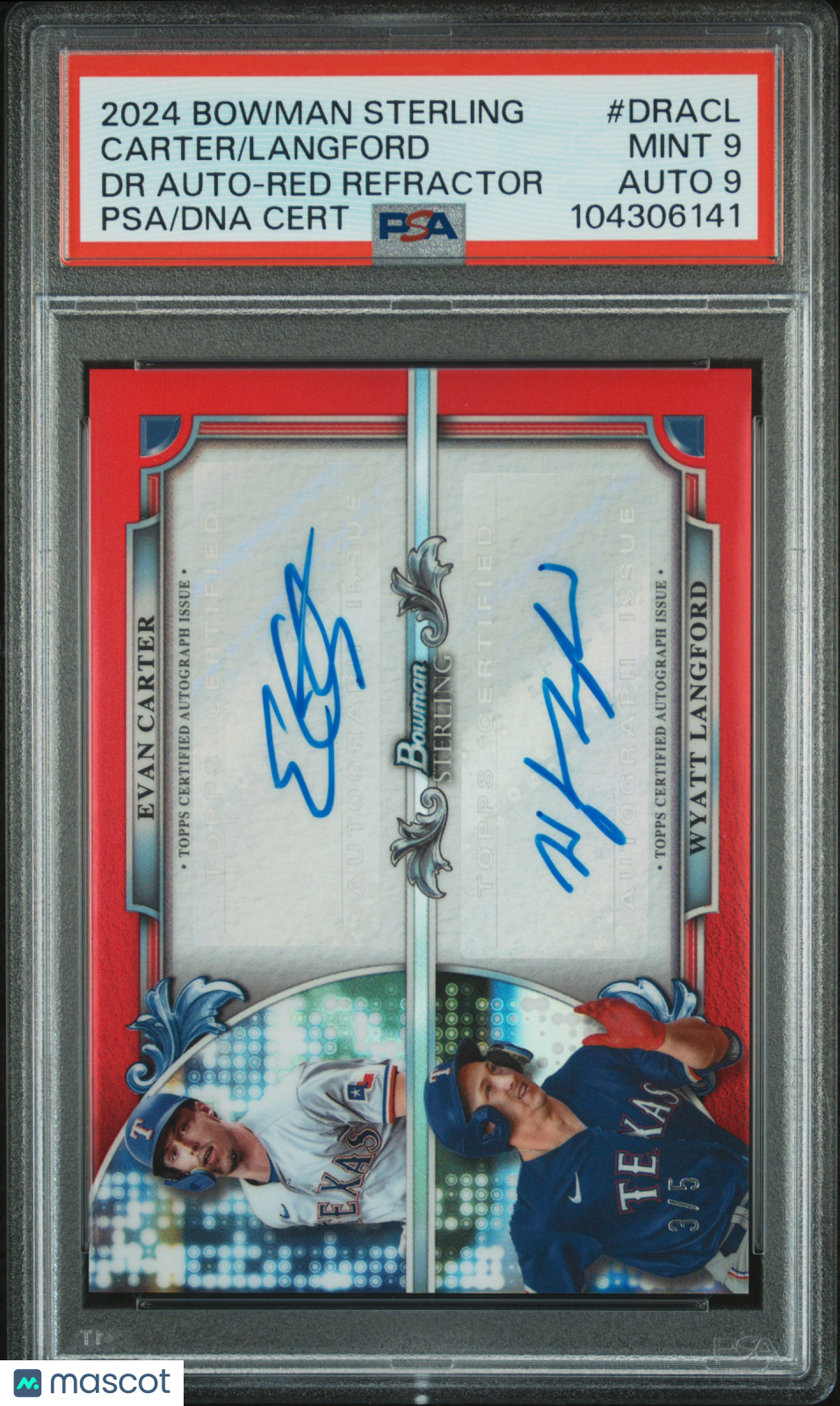 2024 Bowman Sterling Dual Refractor AUTO Carter Langford #DRACL 3 / 5 PSA 9 RF