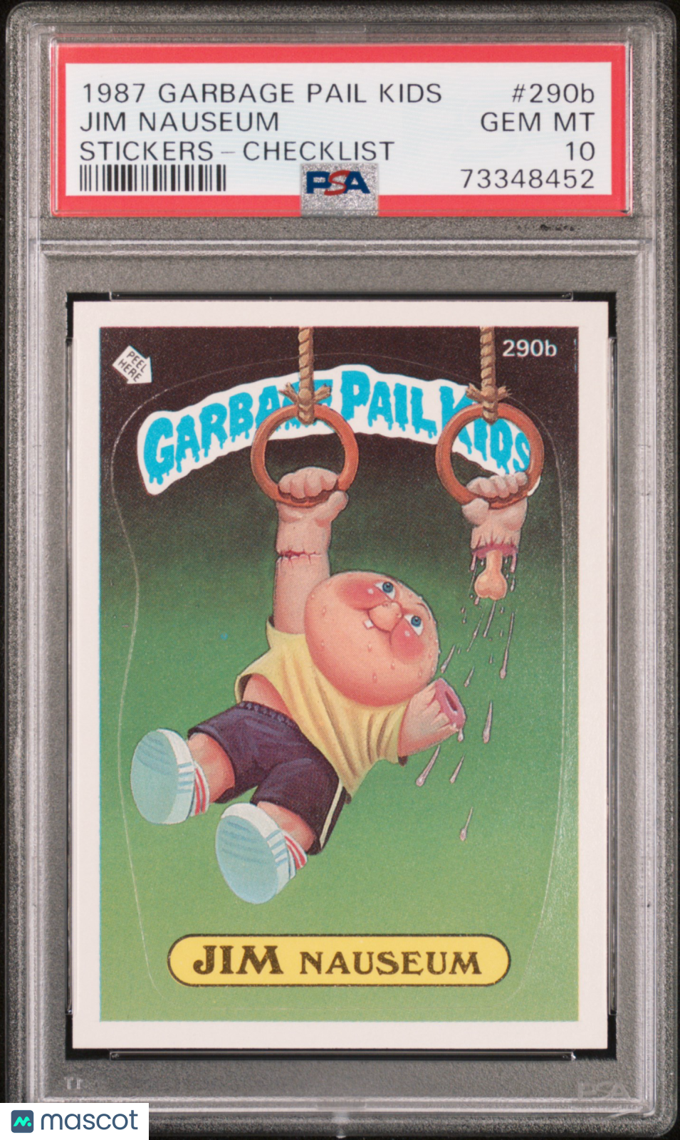 1987 Garbage Pail Kids Stickers Jim Nauseum #290b PSA 10