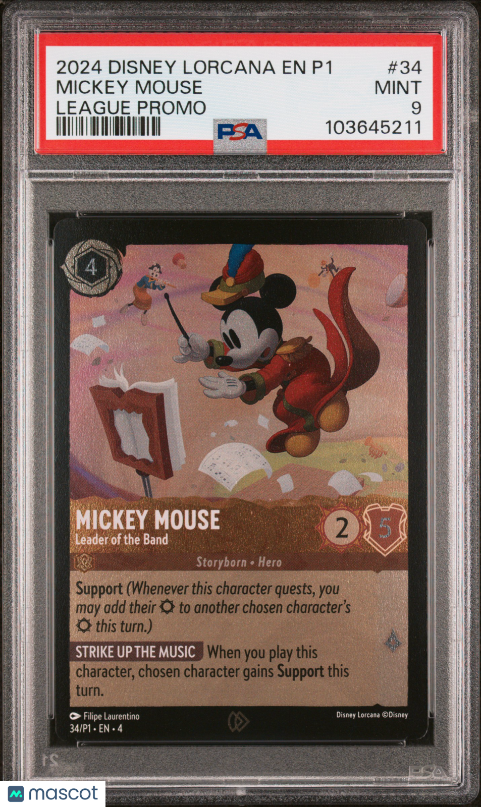 Disney Lorcana TCG Mickey Mouse #34 League Promo PSA 9 The Awesome Card Shop Disney Lorcana TCG Mickey Mouse #34 League Promo PSA 9 The Awesome Card Shop