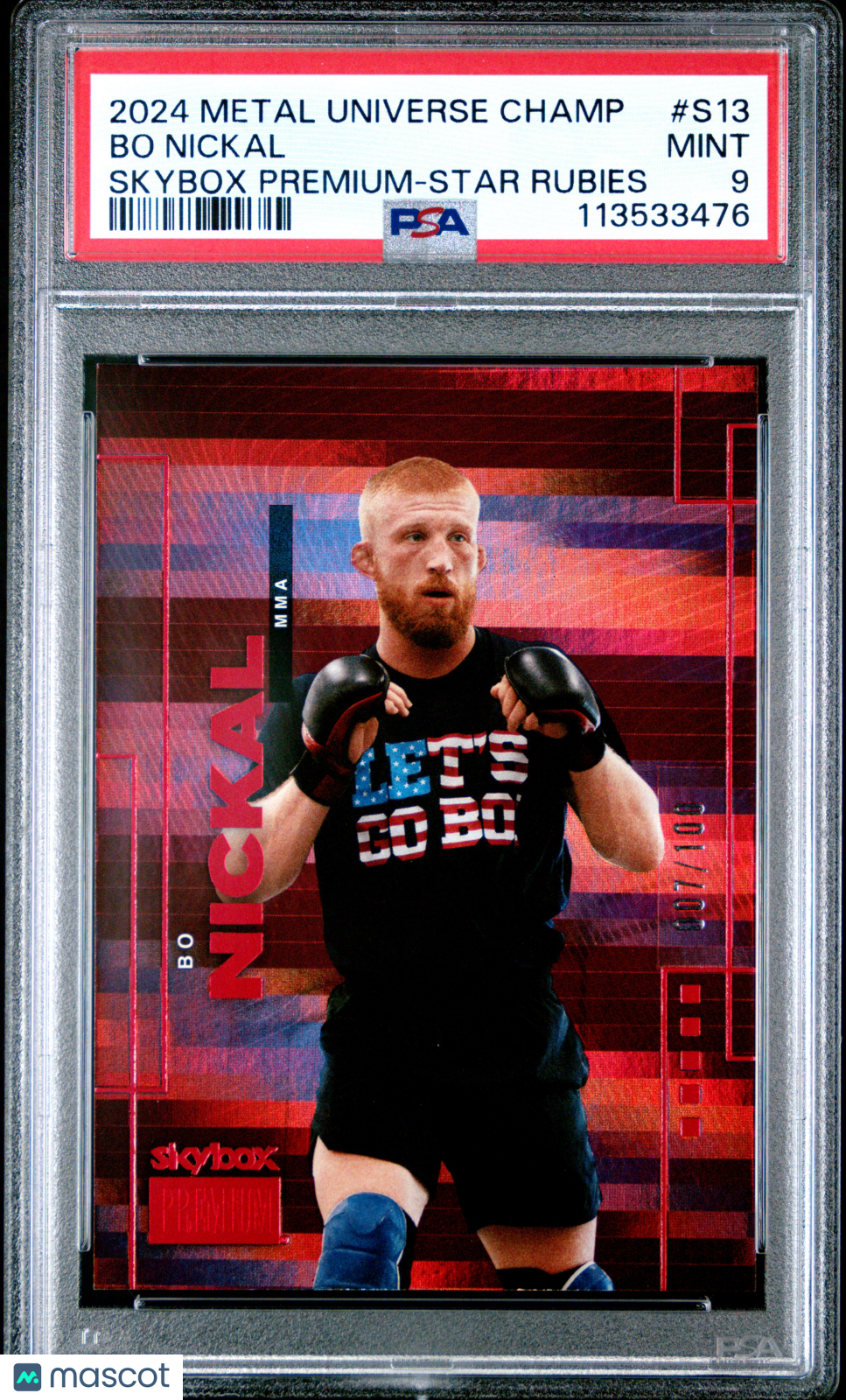 2024 Skybox Metal Universe Champions Skybox Premium Bo Nickal #S13 Star Rubies PSA 9