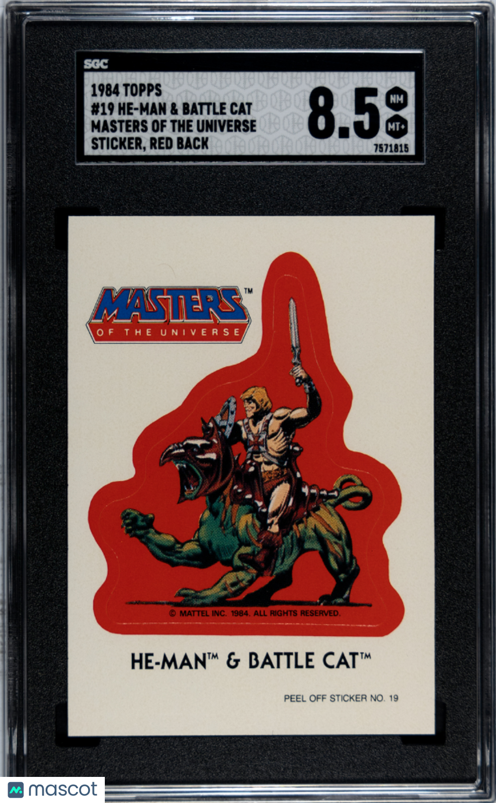 1984 Topps Masters Of The Universe He-Man & Battle Cat #19 SGC 8.5