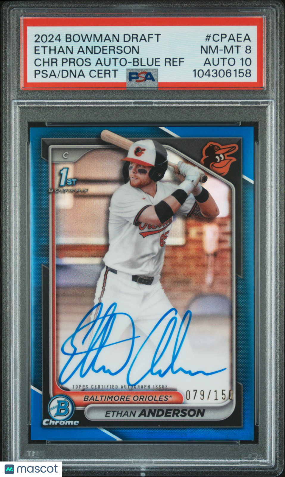 2024 Bowman Draft Chrome Prospect Autographs Ethan Anderson #CPAEA 079/150 PSA 8