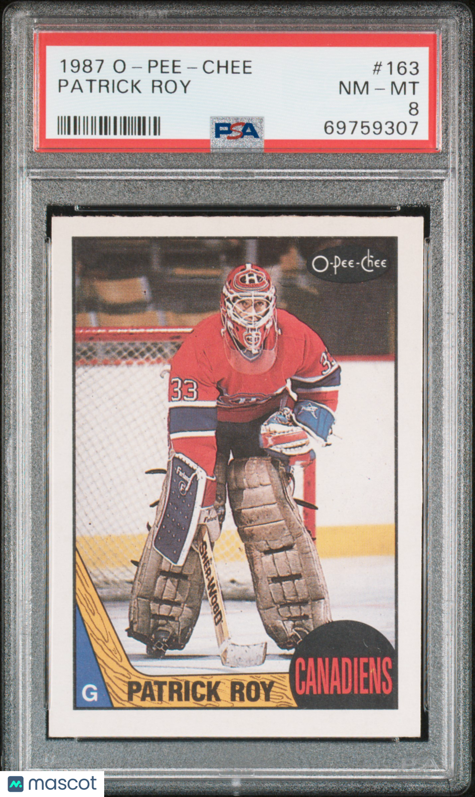 1987 O-Pee-Chee Patrick Roy #163 PSA 8