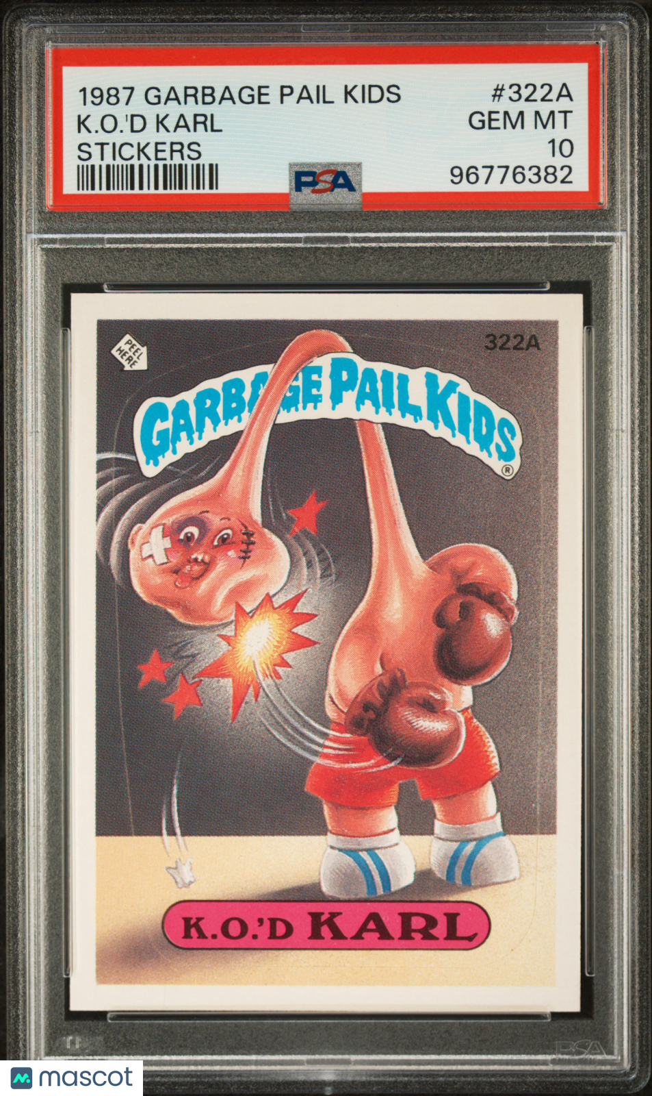 1987 Garbage Pail Kids Stickers K. O. 'D Karl #322A PSA 10