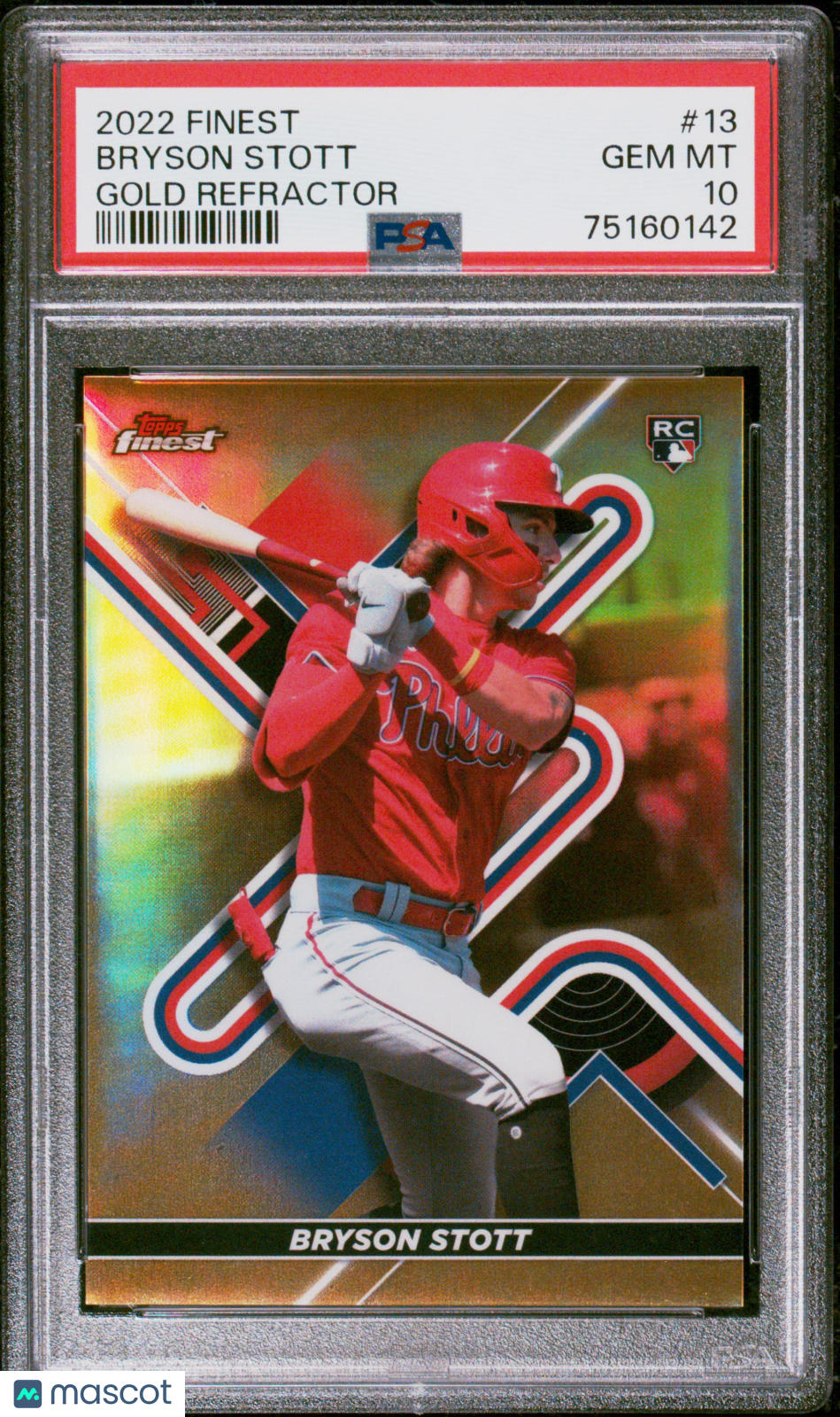 2022 Topps Finest Bryson Stott #13 Gold Refractor PSA 10