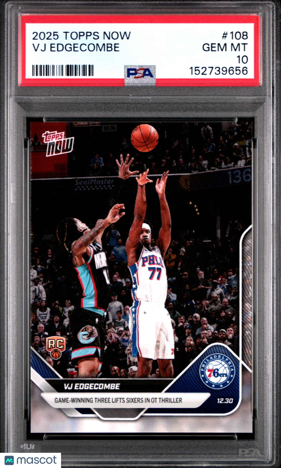 2025 Topps Now VJ Edgecombe #108 PSA 10