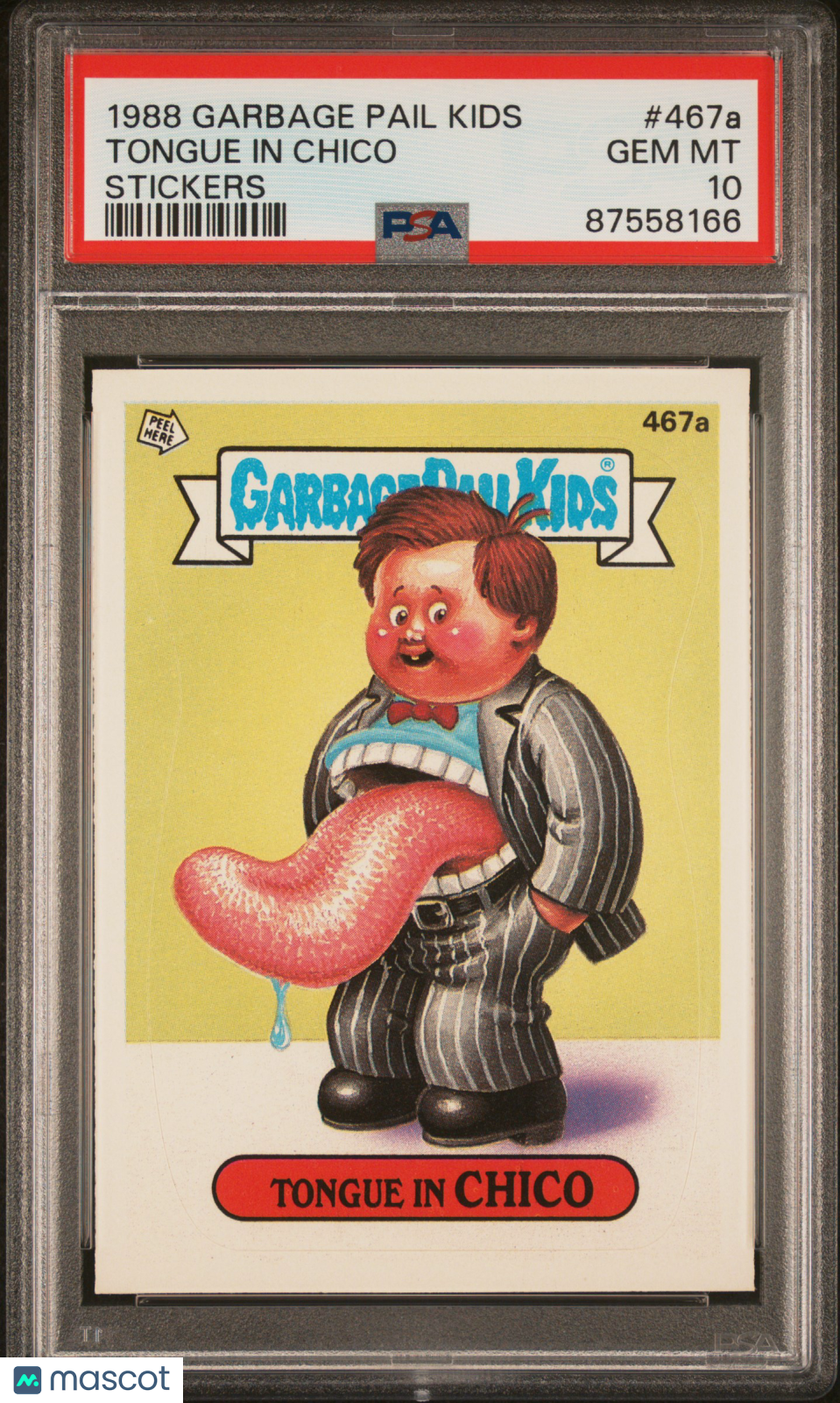 1988 Garbage Pail Kids Stickers Tongue In Chico #467a PSA 10