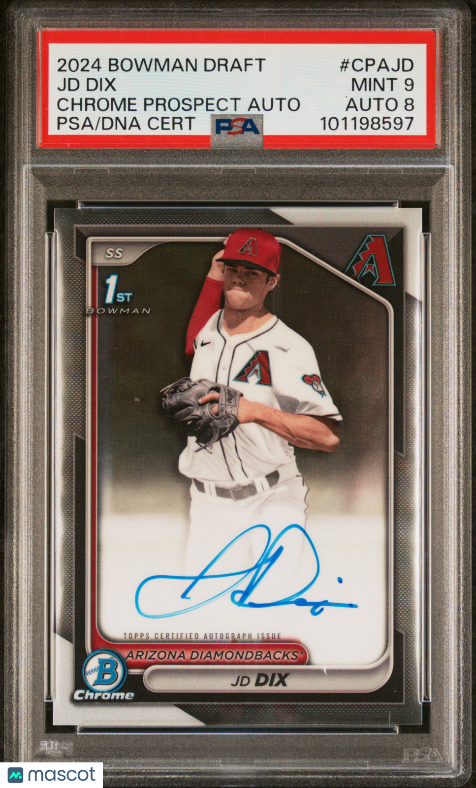 2024 Bowman Draft Chrome Prospect Autographs JD DIX #CPAJD PSA 9