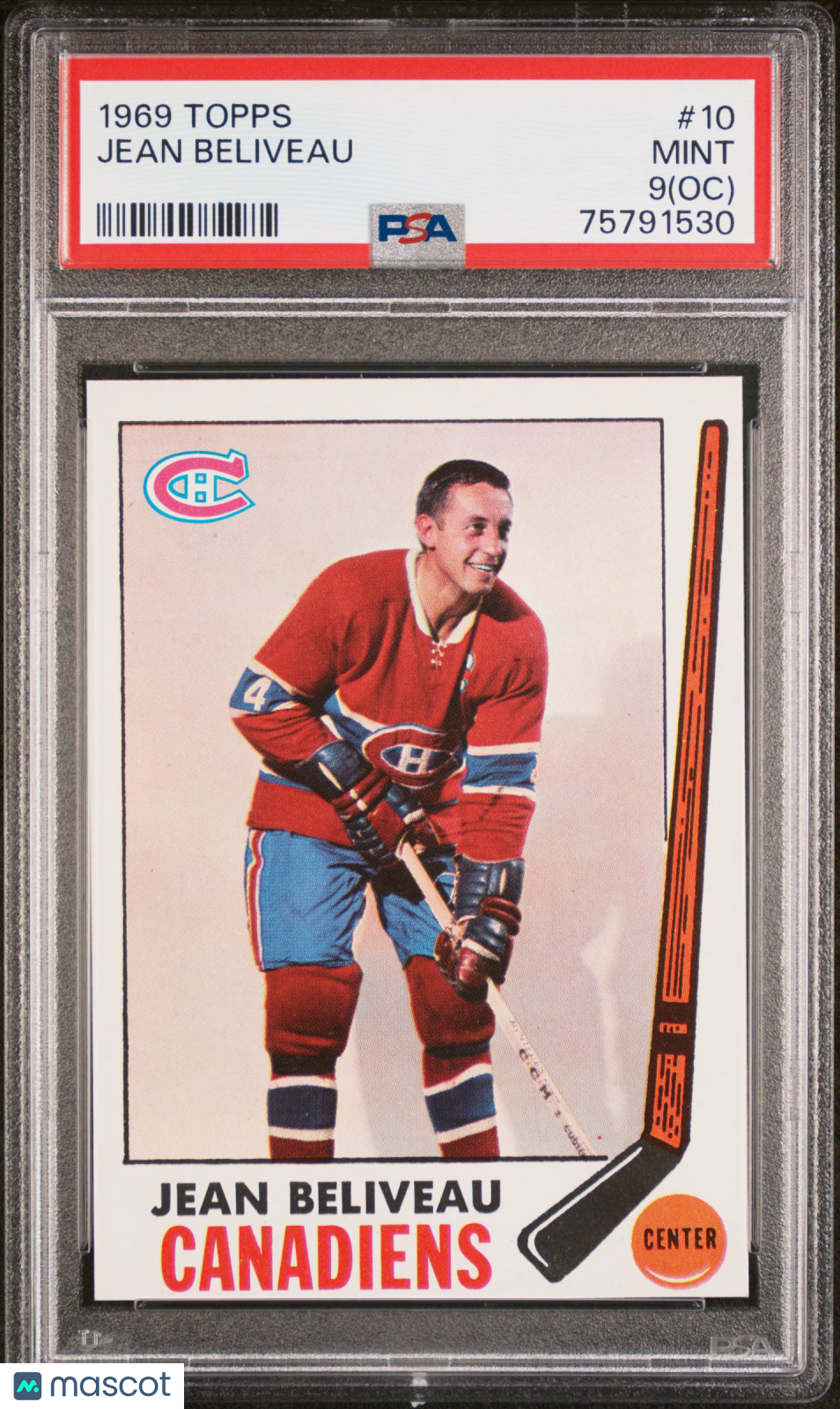 1969 Topps Jean Beliveau #10 Oc PSA 9