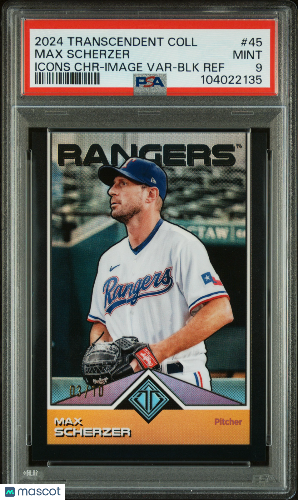 2024 Topps Transcendent Collection Transcendent Icons Chrome Max Scherzer #45 PSA 9