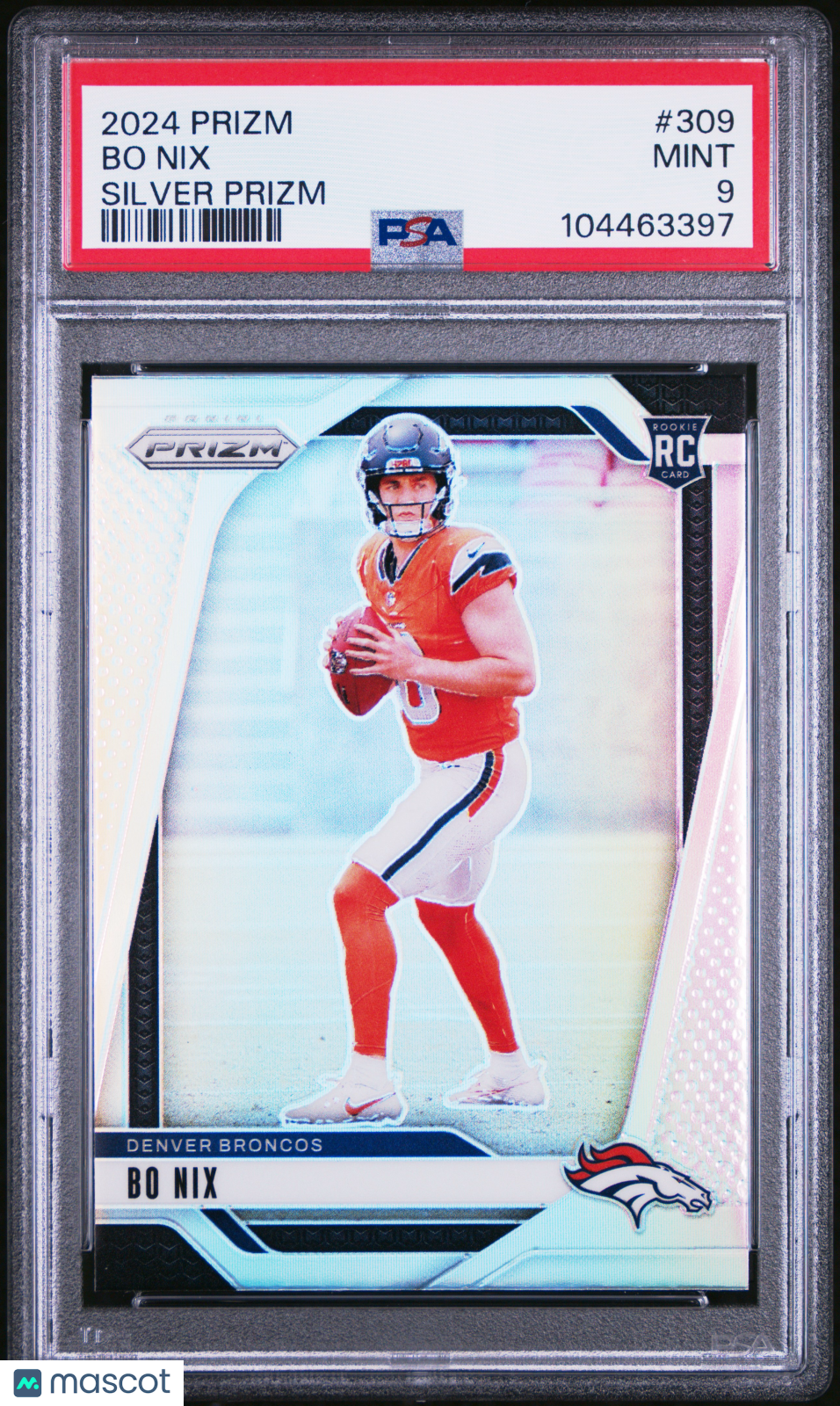 2024 Panini Prizm Bo Nix #309 Silver Special Art Rare PSA 9