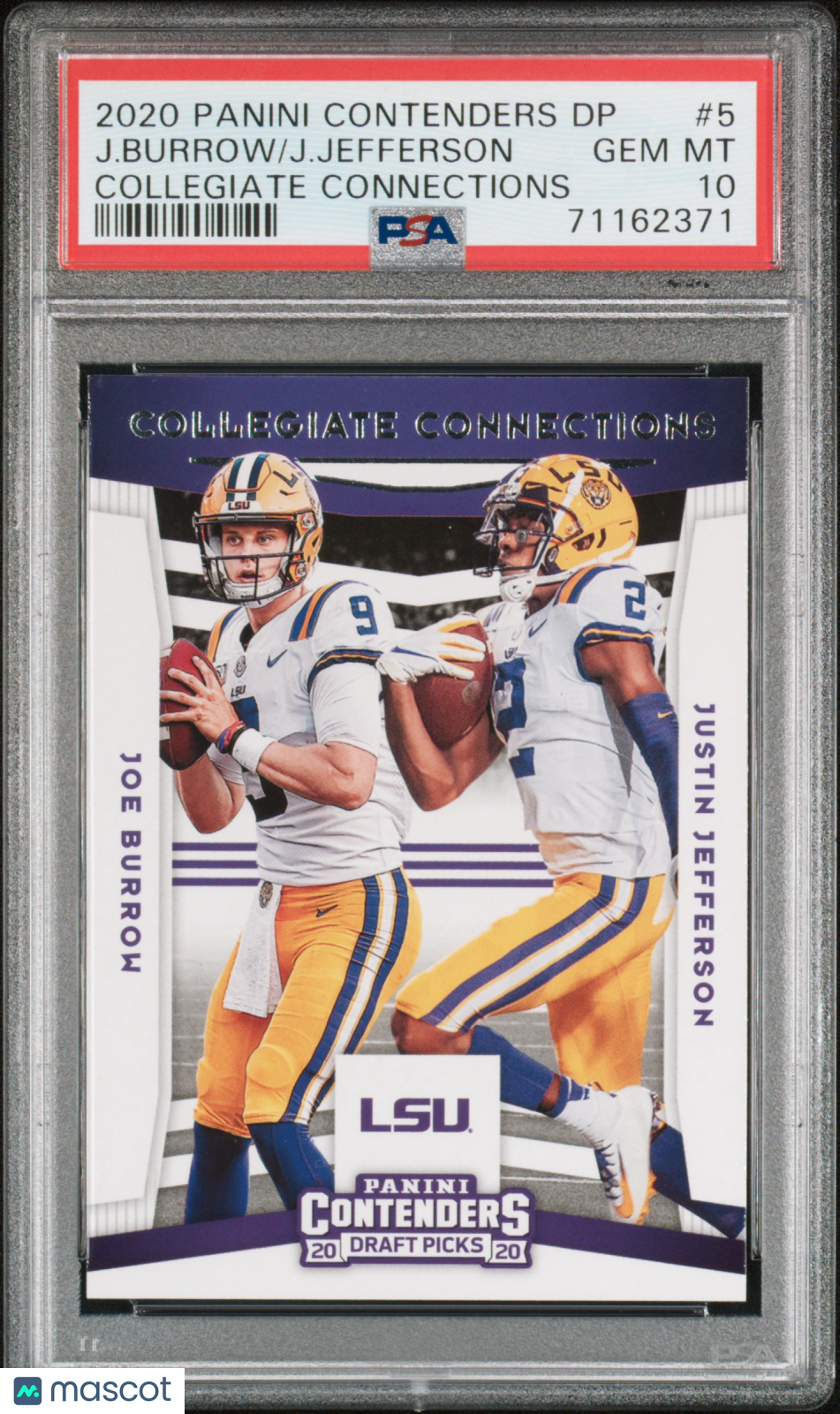 2020 Panini Contenders Draft Picks Collegiate J. Jefferson J. Burrow #5 PSA 10