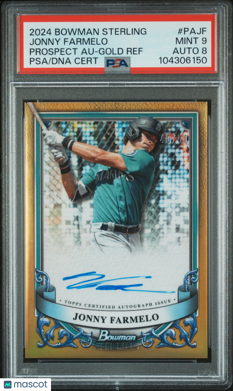 2024 Bowman Sterling Prospect Autographs Jonny Farmelo #PAJF PSA 9