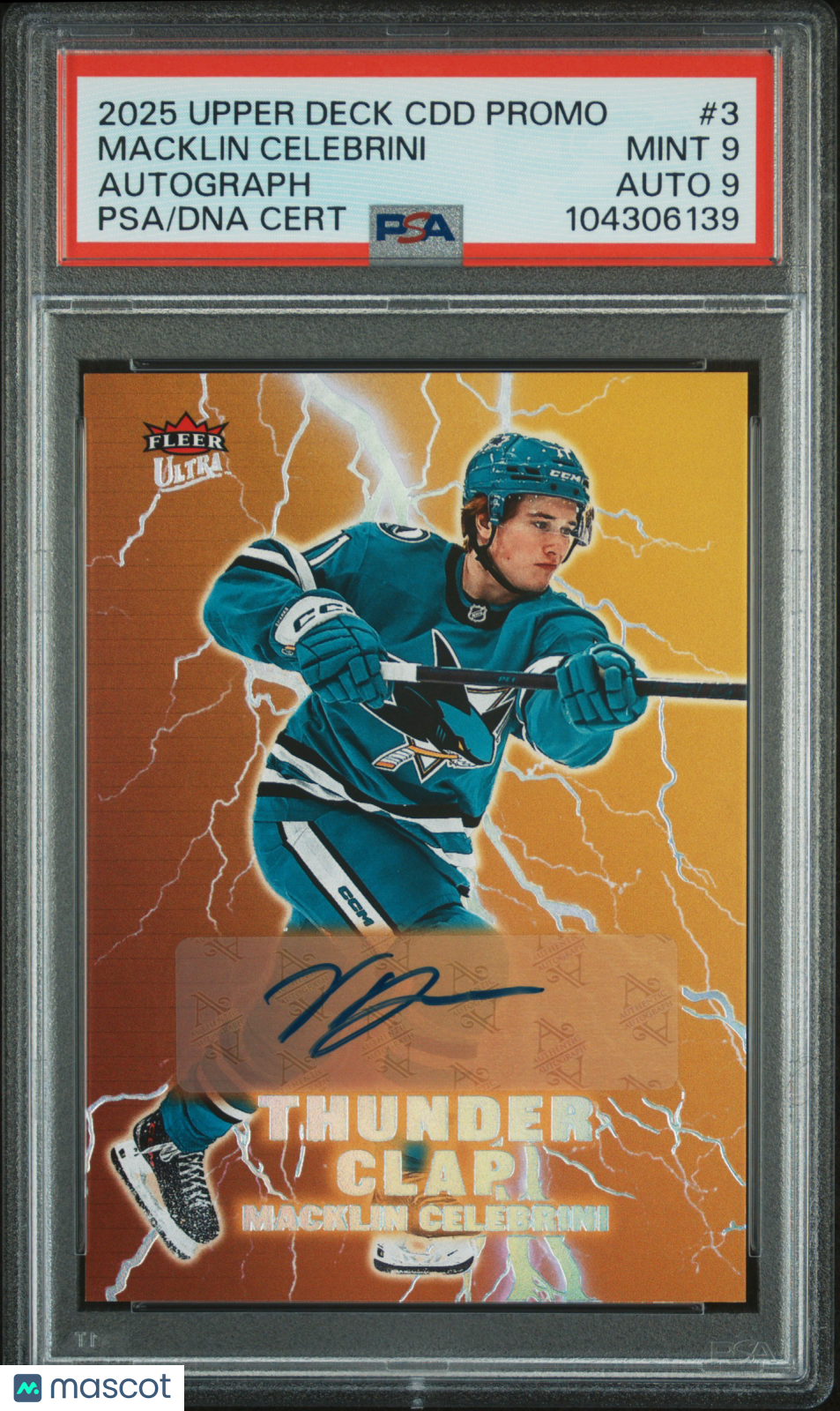 2025 Upper Deck Certified Diamond Dealer Promos Macklin Celebrini #3 PSA 9