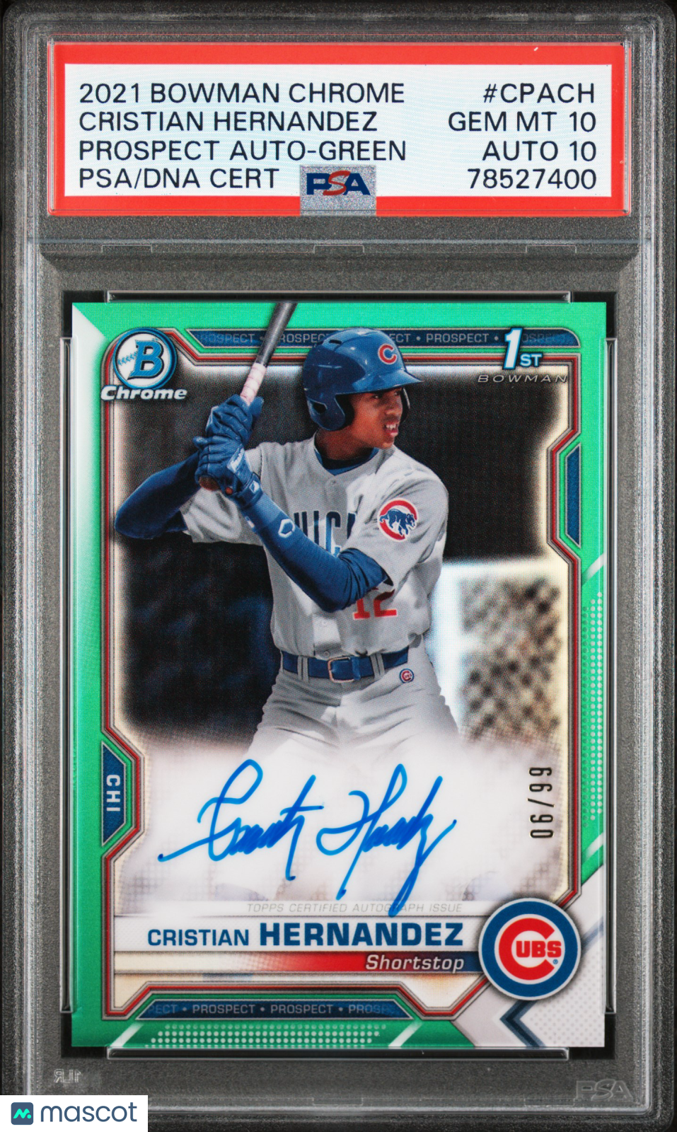 2021 Bowman Chrome Prospect Auto Cristian Hernandez #CPACH /99 PSA 10 Auto 10
