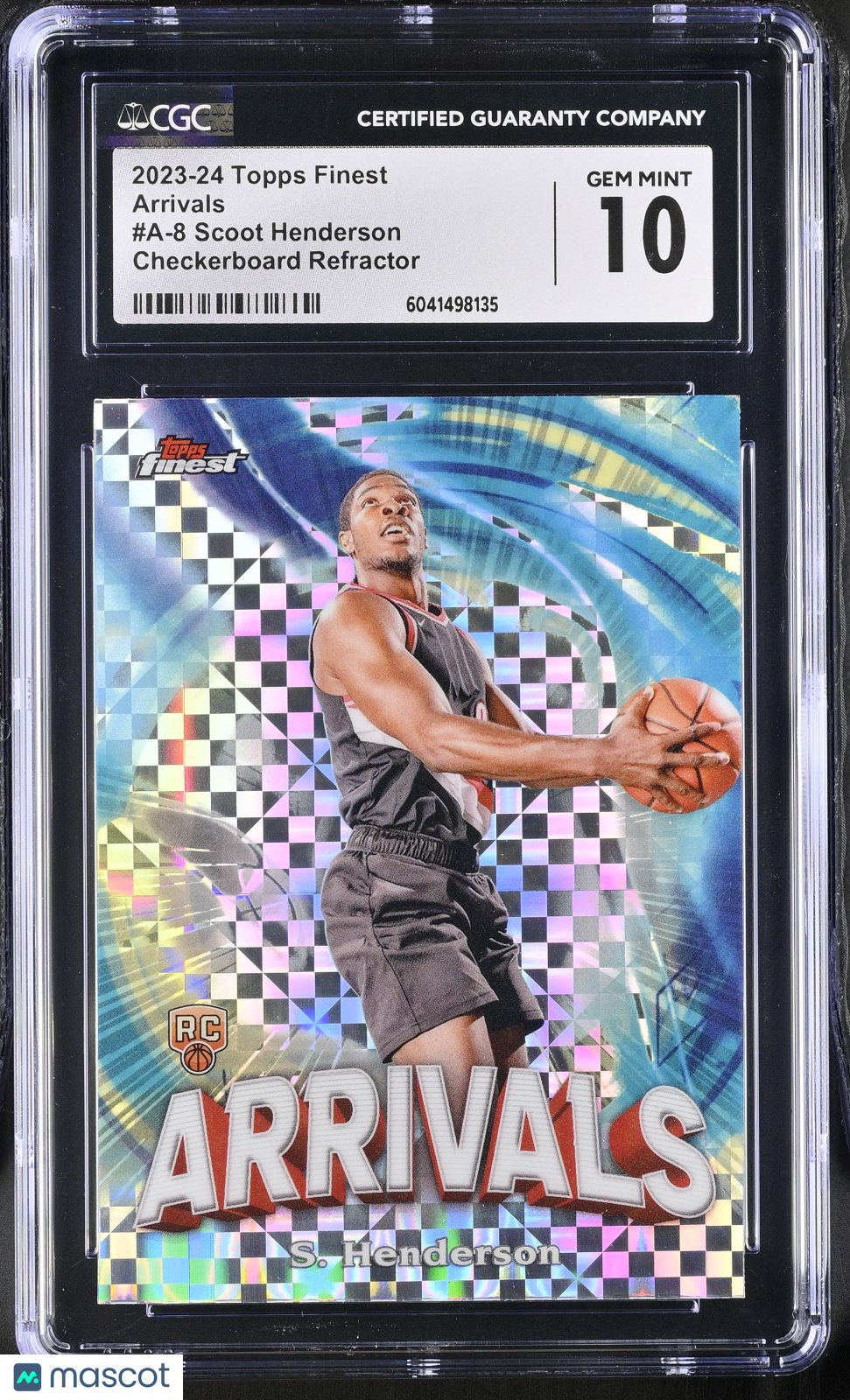 2023-24 Topps Finest Scoot Henderson #A-8 Checkerboard Refractor Arrivals CGC 10