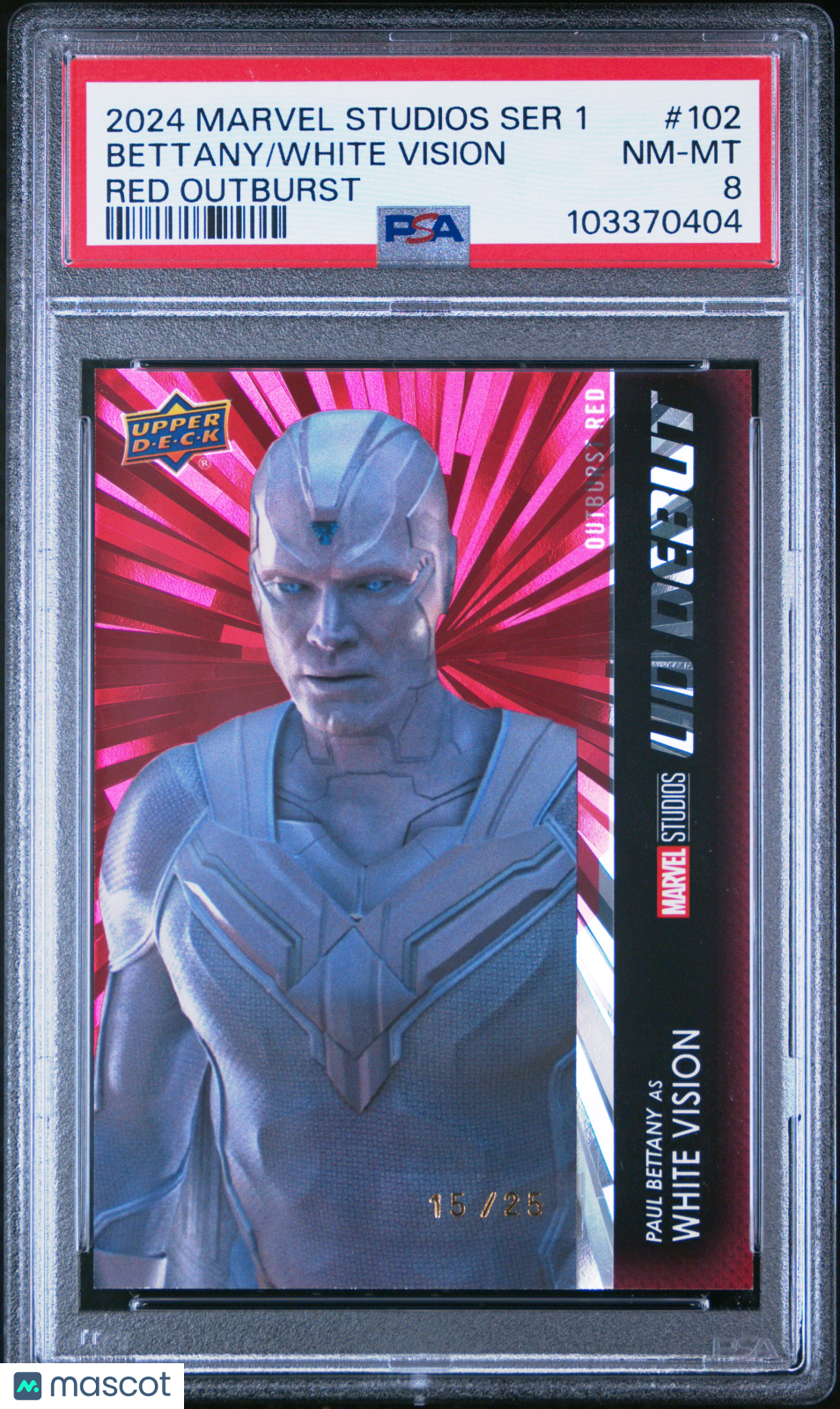 2024 Upper Deck Marvel Studios Series 1 White Vision Bettany #102 PSA 8