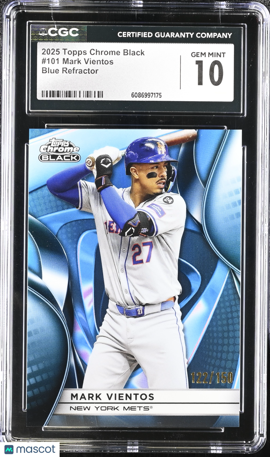 2025 Topps Chrome Black Mark Vientos #101 Blue Refractor /150 CGC 10