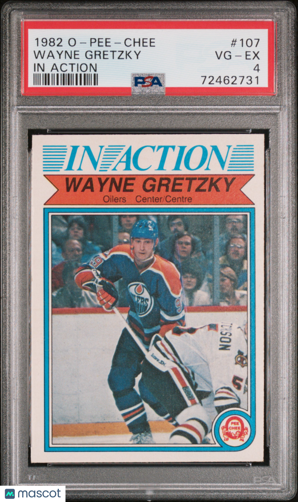 1982 O-Pee-Chee Wayne Gretzky #107 In Action PSA 4