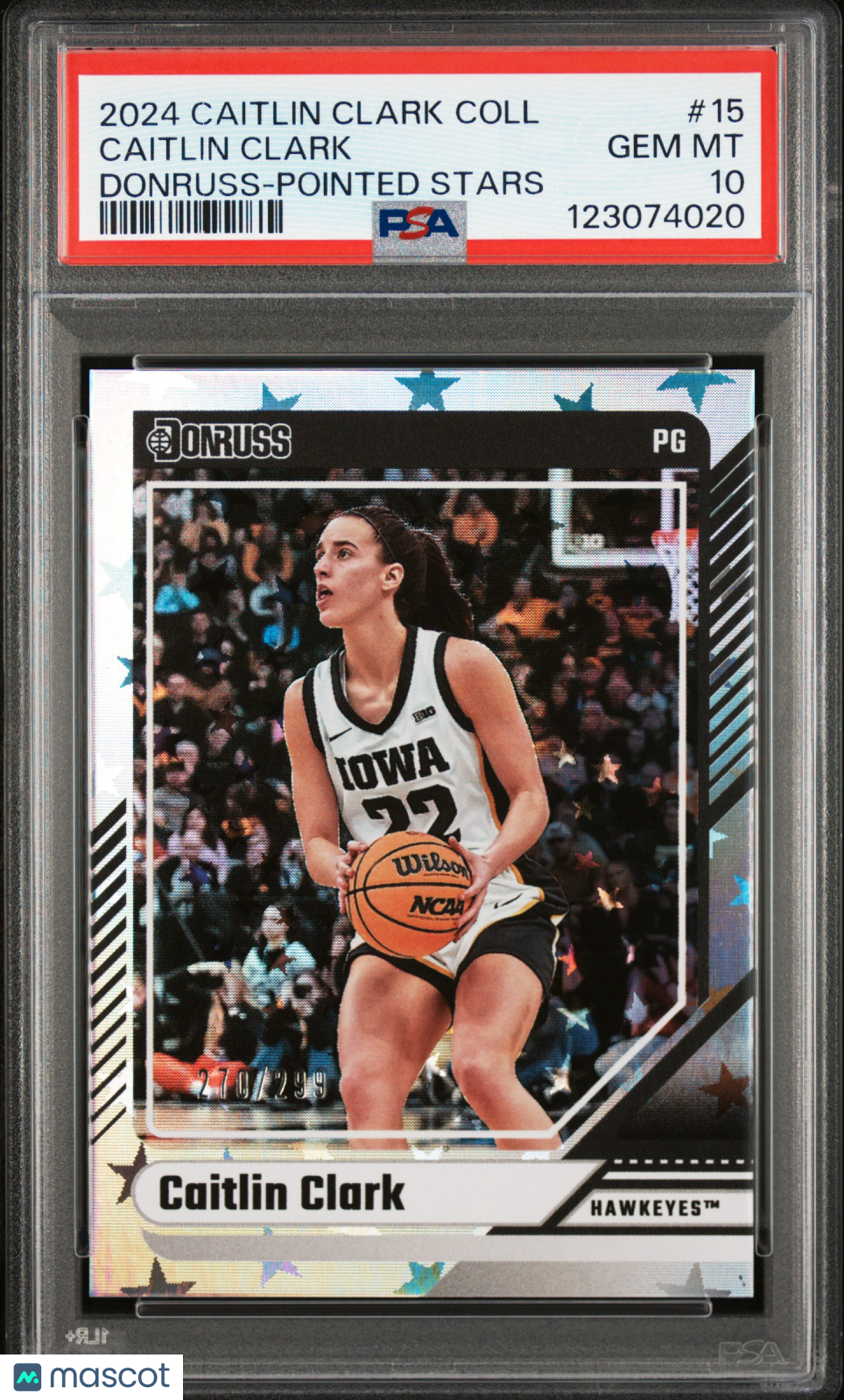 2024 Panini Caitlin Clark Collection Donruss #15 Pointed Stars /299 PSA 10