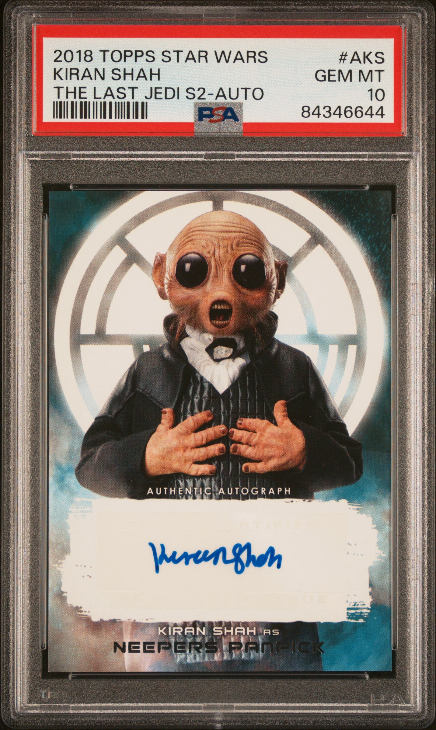 2018 Topps Star Wars The Last Jedi Series 2-Autograph Kiran Shah #AKS PSA 10