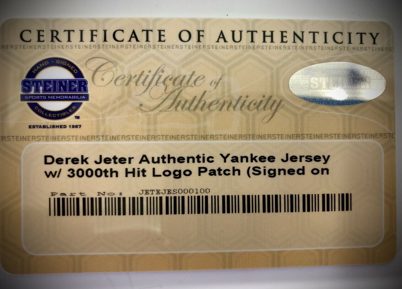Derek Jeter DJ3K Autographed Jersey COA
