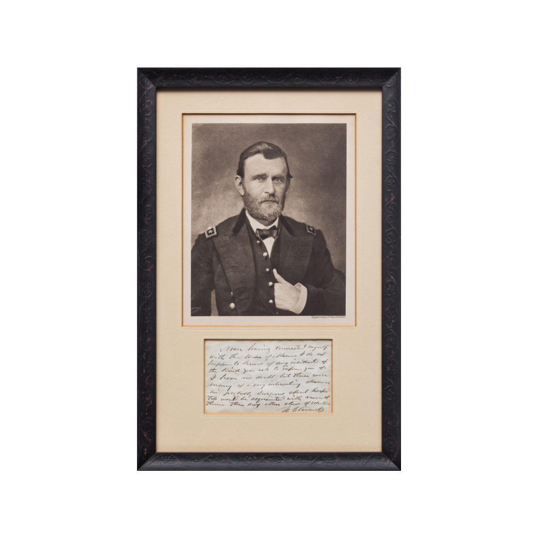 Ulysses S. Grant Framed Handwritten Note 14x9