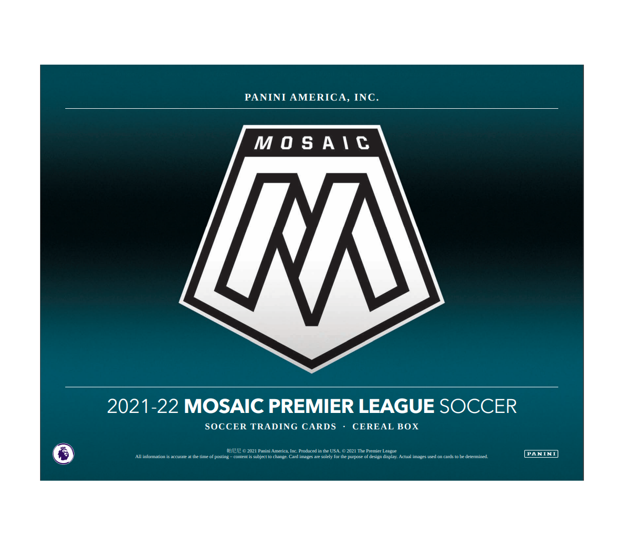 2021-22 Panini Mosaic Premier League Soccer Cereal Box