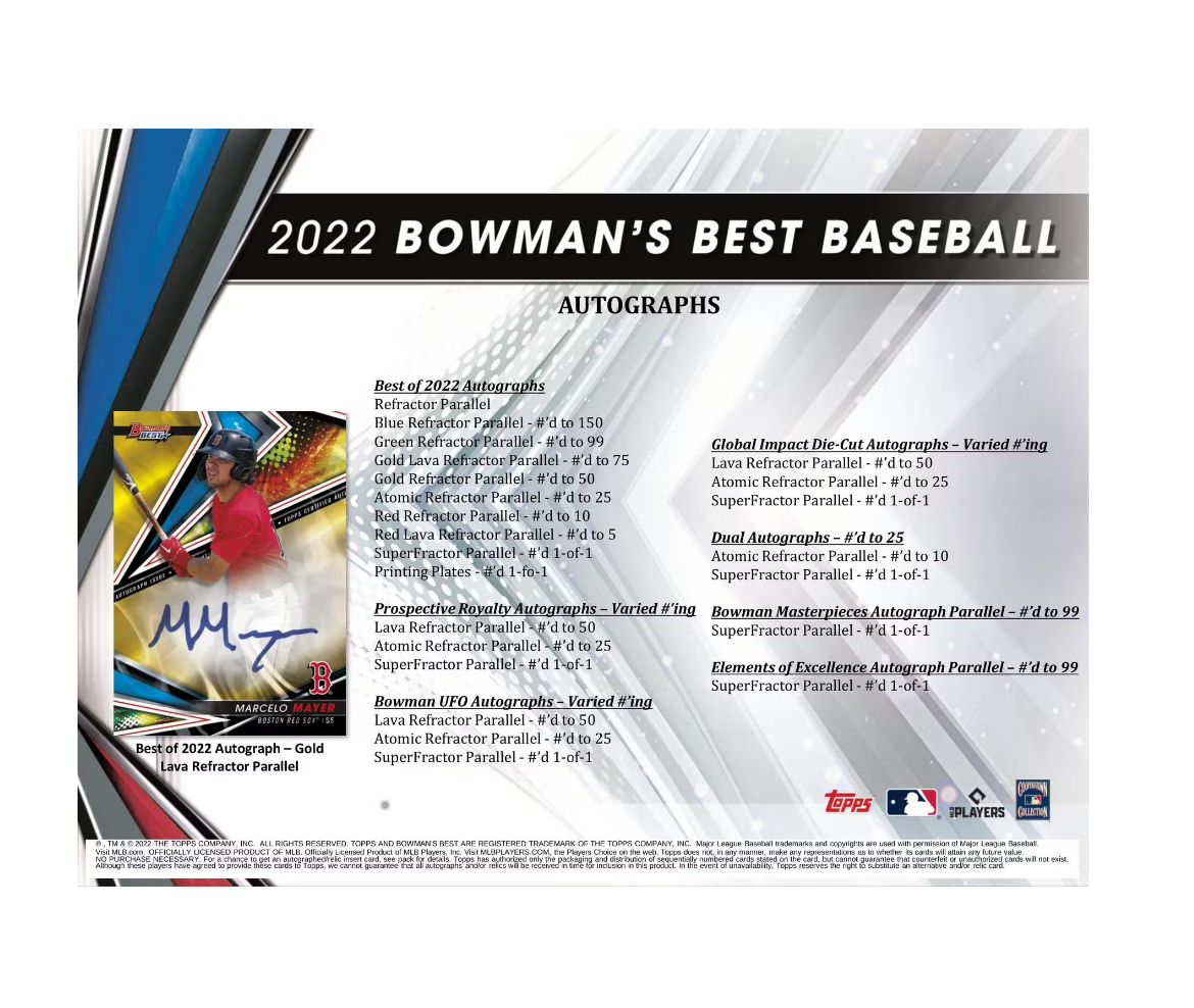 2022 Bowman's Best Baseball Hobby 8 Box Case