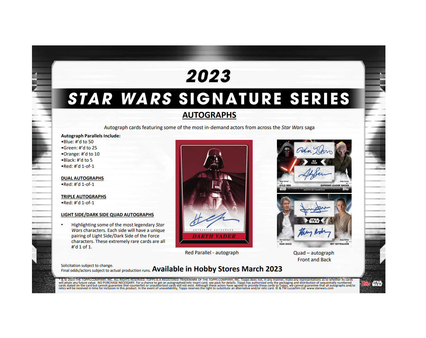 2023 Topps Star Wars Signature Series Hobby 20-Box Case