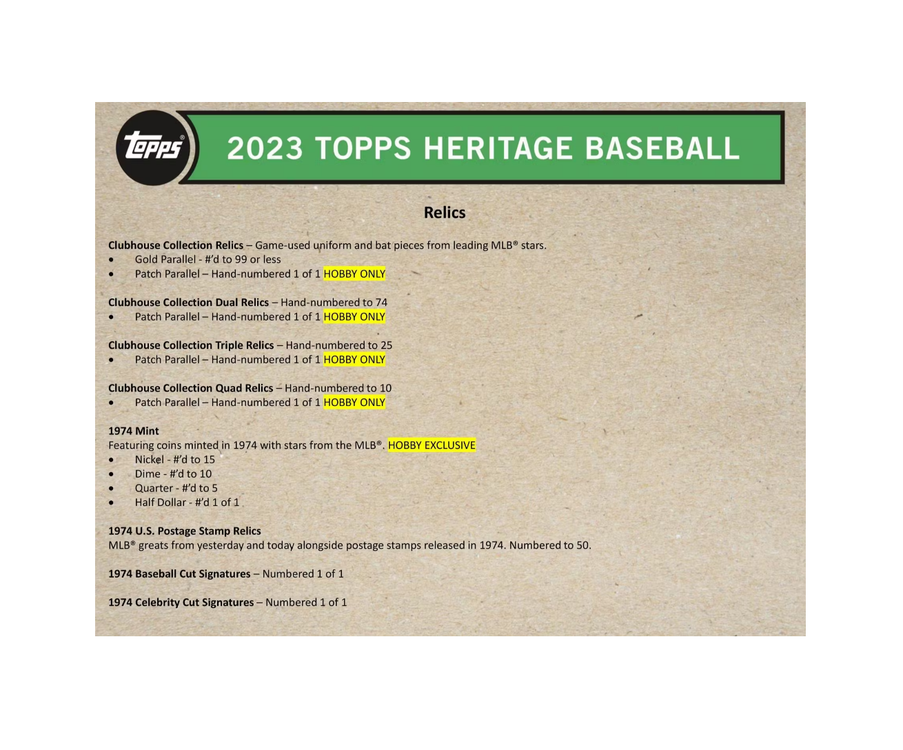 2023 Topps Heritage Baseball Hobby Box