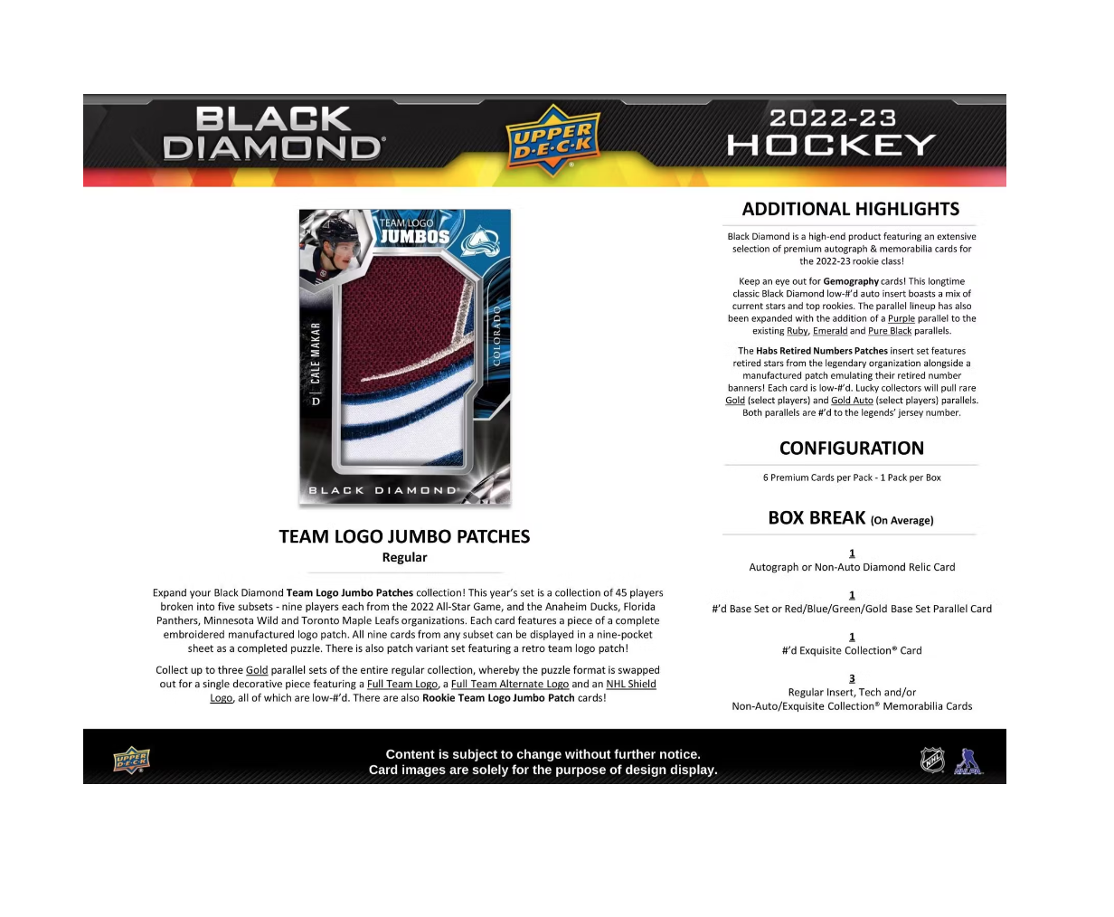 2022-23 Upper Deck Black Diamond Hockey Hobby 5 Box Case