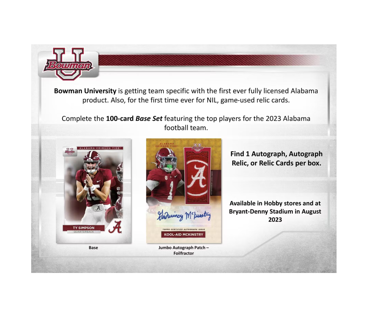 2022/23 Bowman University Alabama Football Hobby Box