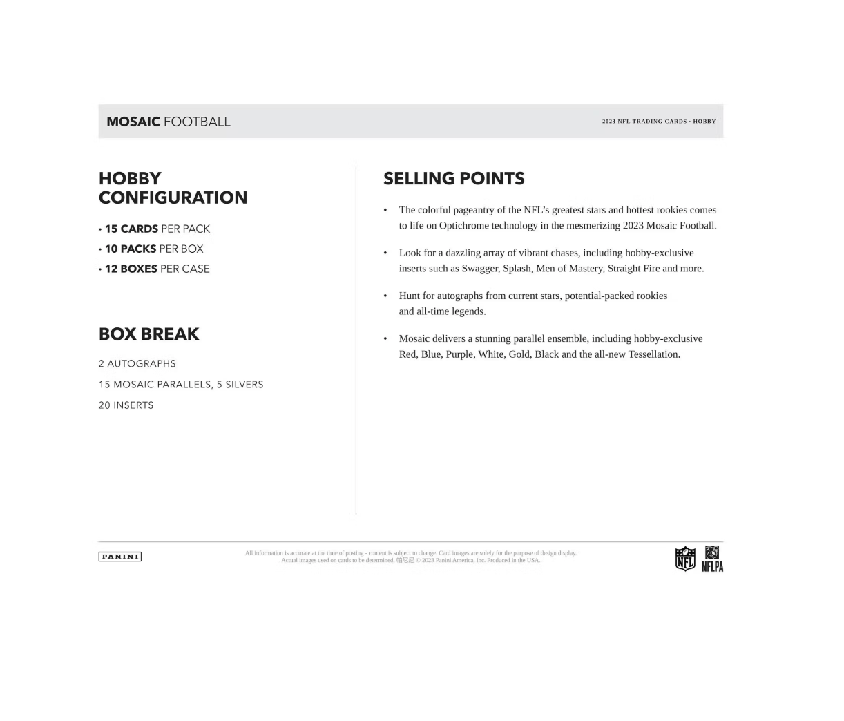 2023 Panini Mosaic Football Hobby Box