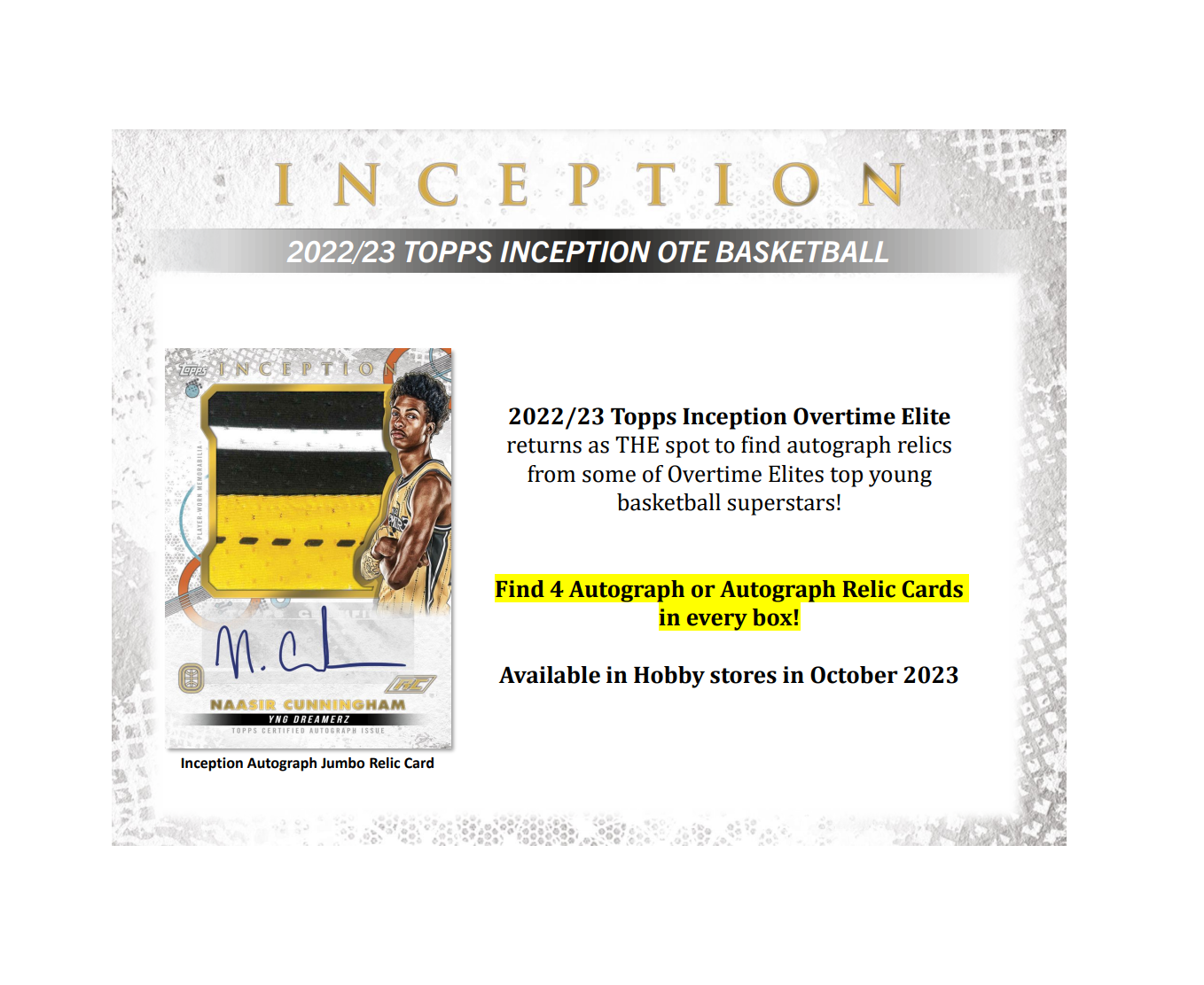 2022/23 Topps Inception OTE Overtime Elite Basketball Hobby Box